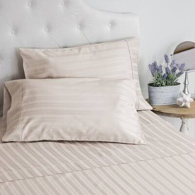 Birch Lane Beale Luxury 500 Thread Count Striped 100% Cotton Sheet Set Size: Full, Color: Blush