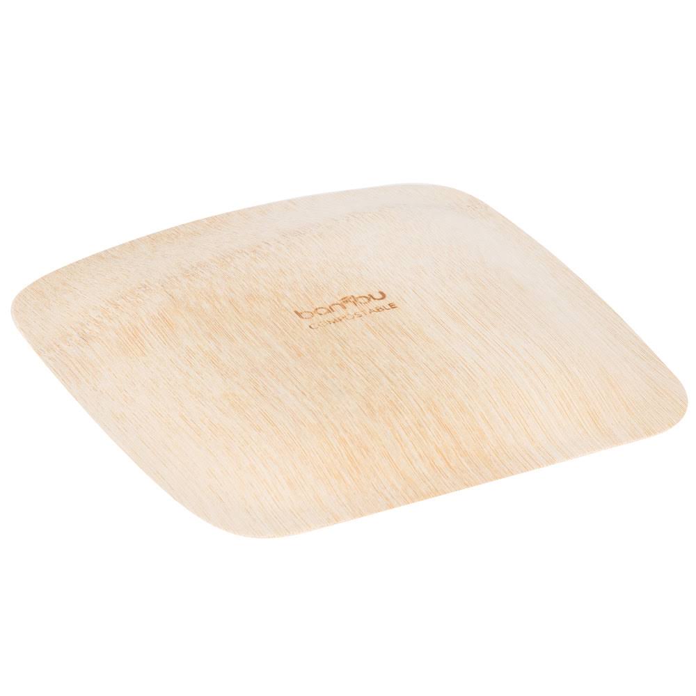 Bambu Veneerware Disposable Bamboo Square Plates (Case of 100)