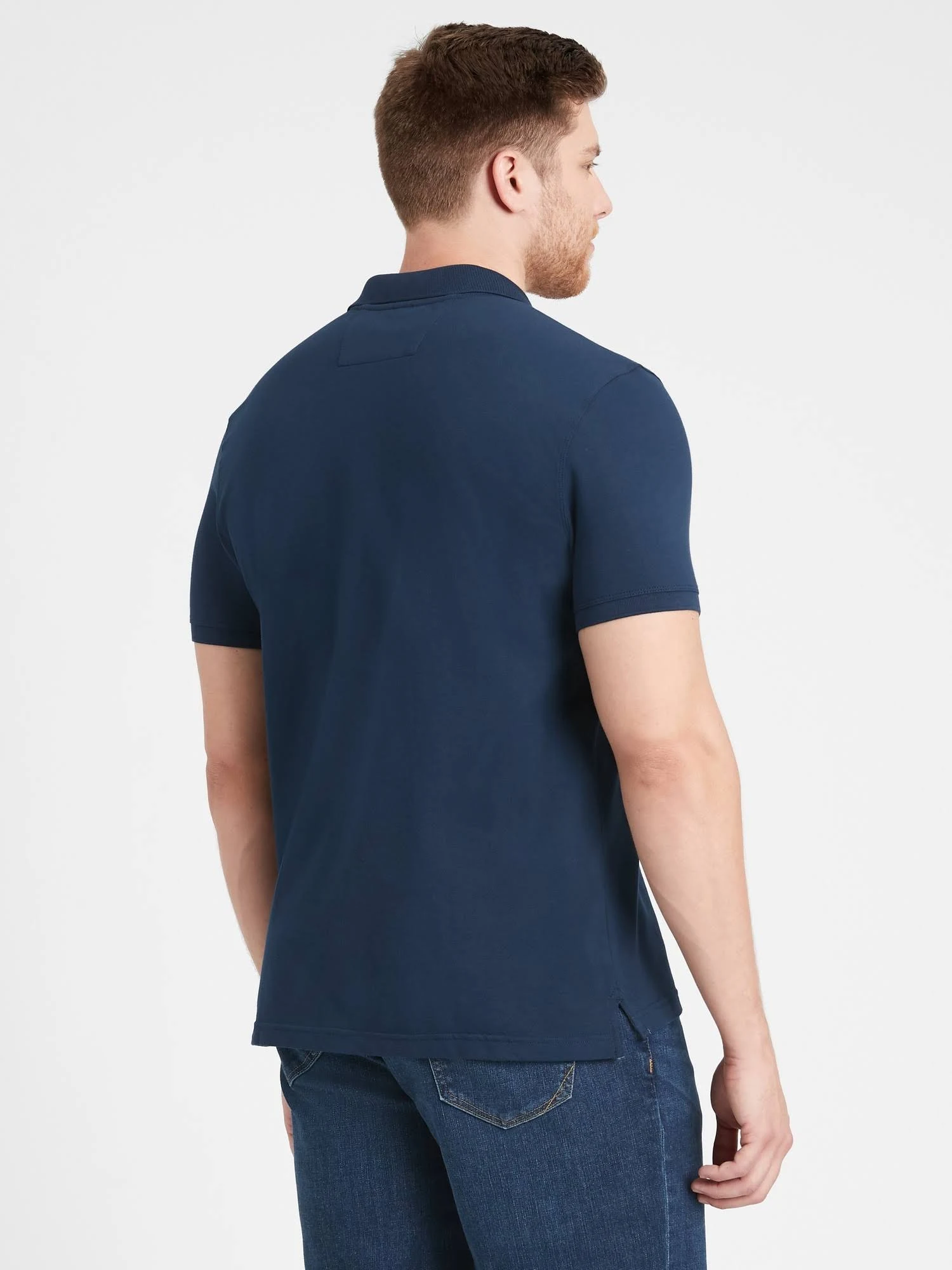 Banana Republic Men's Slim Signature Pique Polo Shirt Navy Star Size Xxs