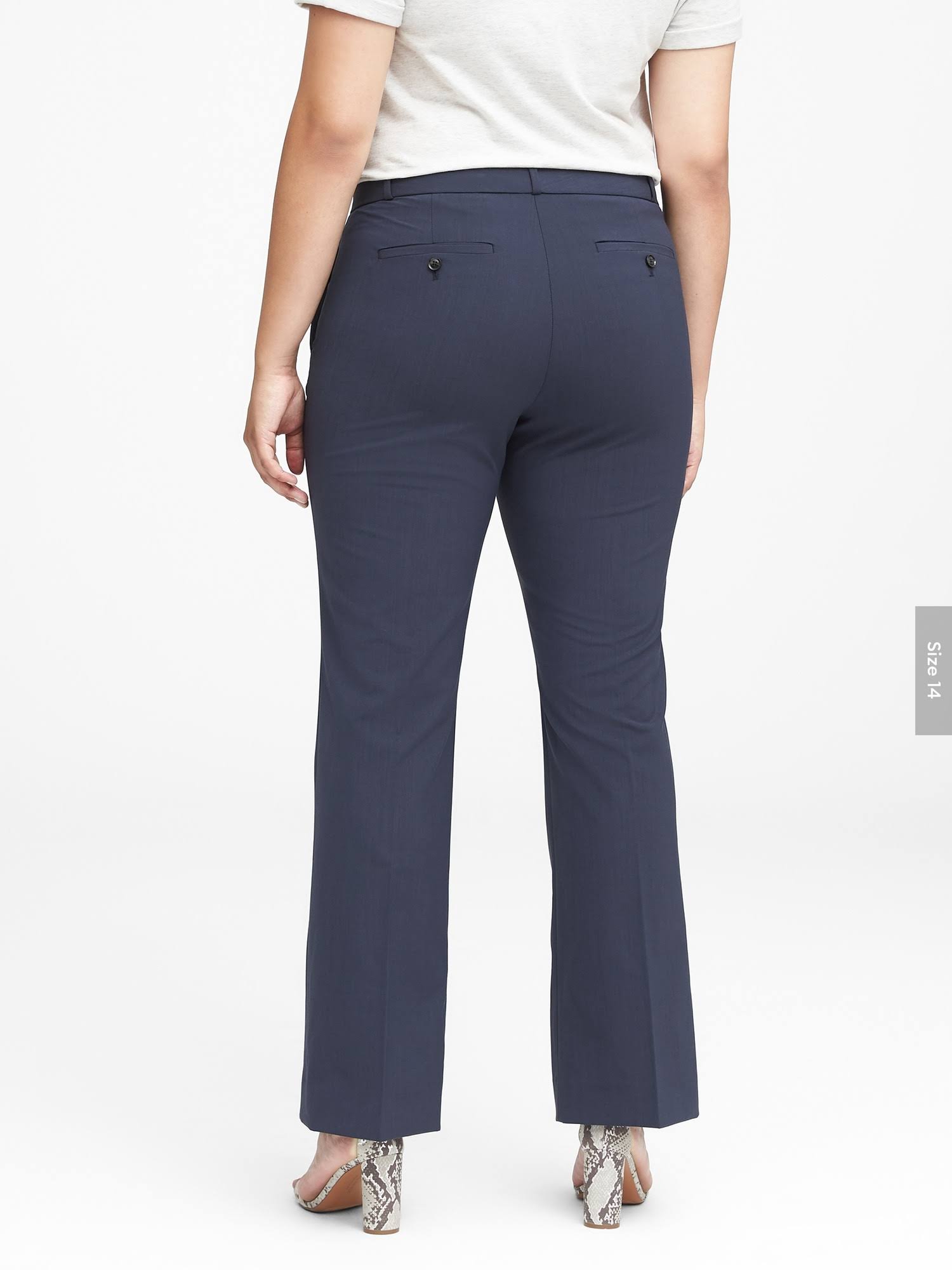 Banana Republic Women's Logan Trouser-Fit Washable Wool-Blend Pant Navy Size 10 Regular