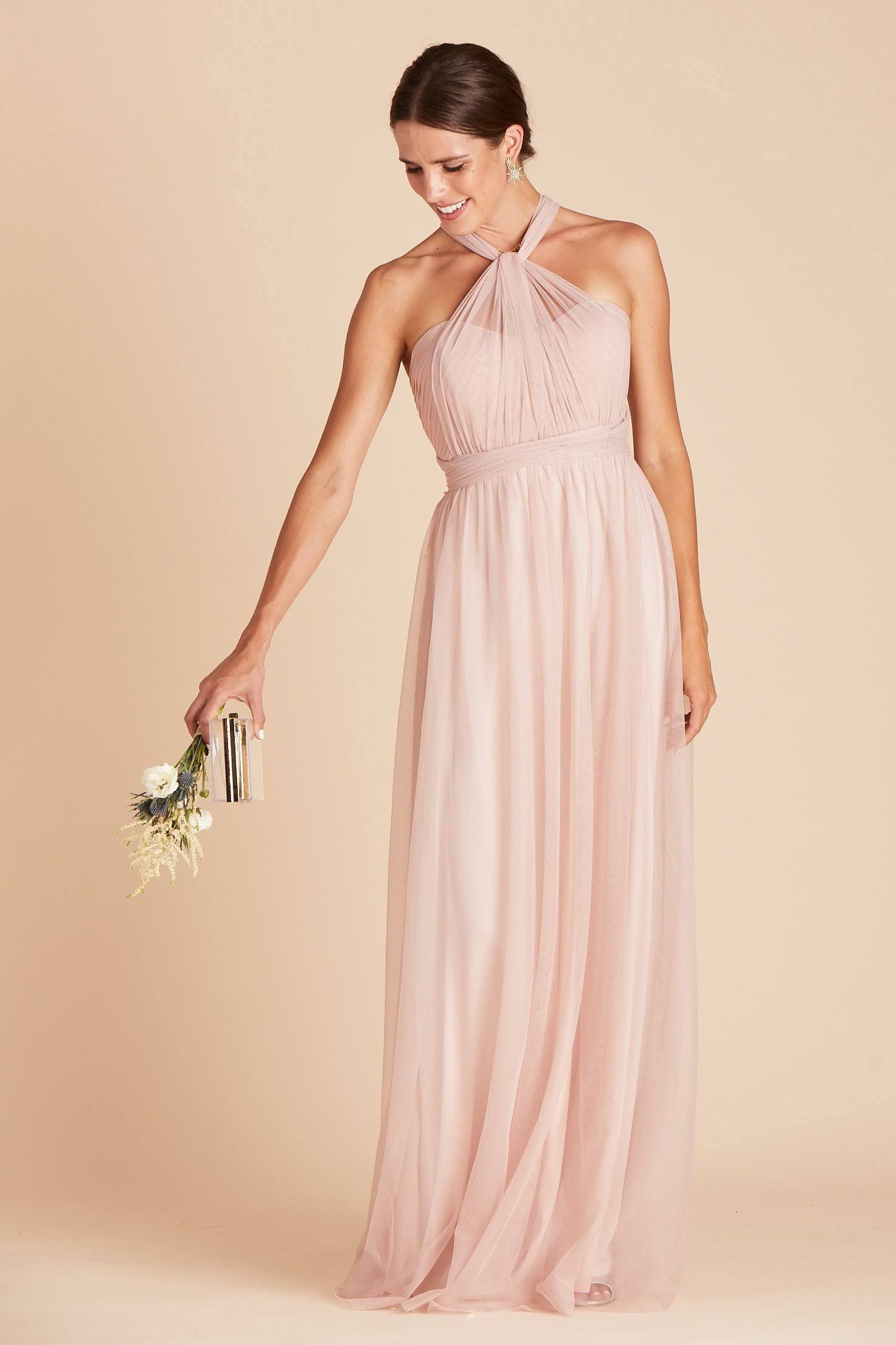 Birdy Grey Christina Convertible Tulle Bridesmaid Dress in Vintage Blush L / Vintage Blush