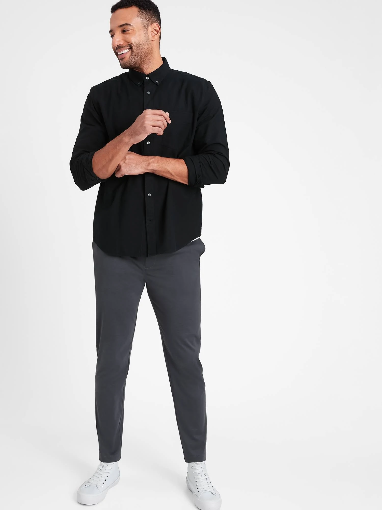 Banana Republic Men's Slim Luxe City Pant with Core Temp Technology Charcoal Gray Size 32W 34L