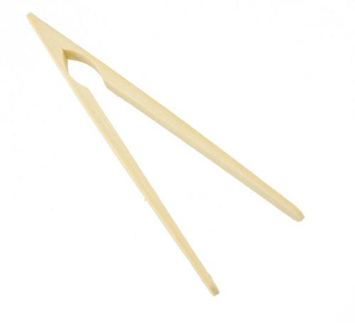 7.5x22 Reusable Bamboo Tongs, Straight Arms, Natural - by BambooMN - 100 Pieces - Toast Tongs CA91896