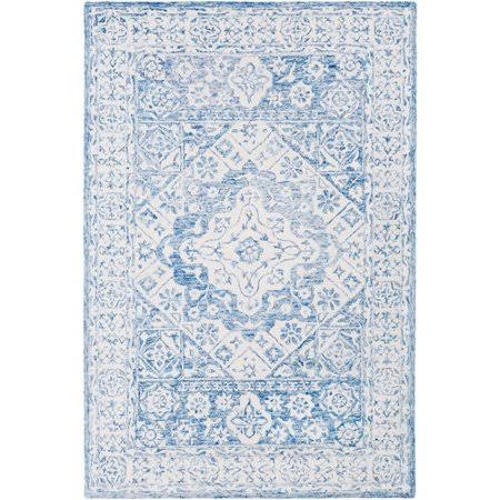 Bungalow Rose Baconton Hand-Hooked Pale Blue/Beige Area Rug, Size: Rectangle 4& x 6&