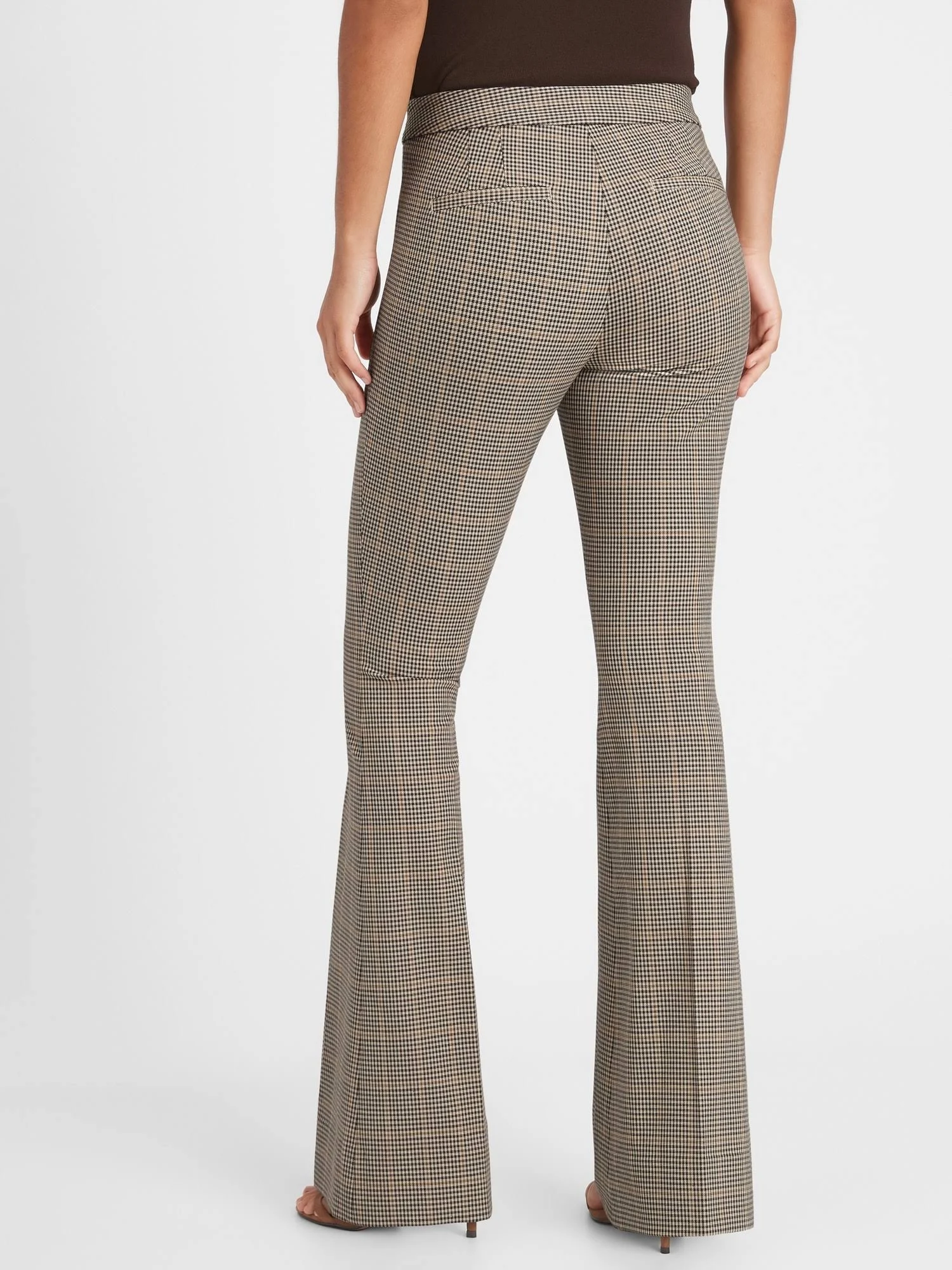 Banana Republic Women's High-Rise Flare Sloan Pant Brown & Black Plaid Size 0 Regular