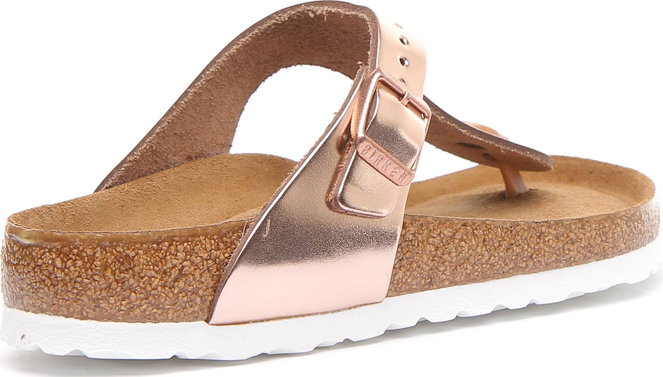 Birkenstock Gizeh Natural Leather Metallic Copper Thong Sandals