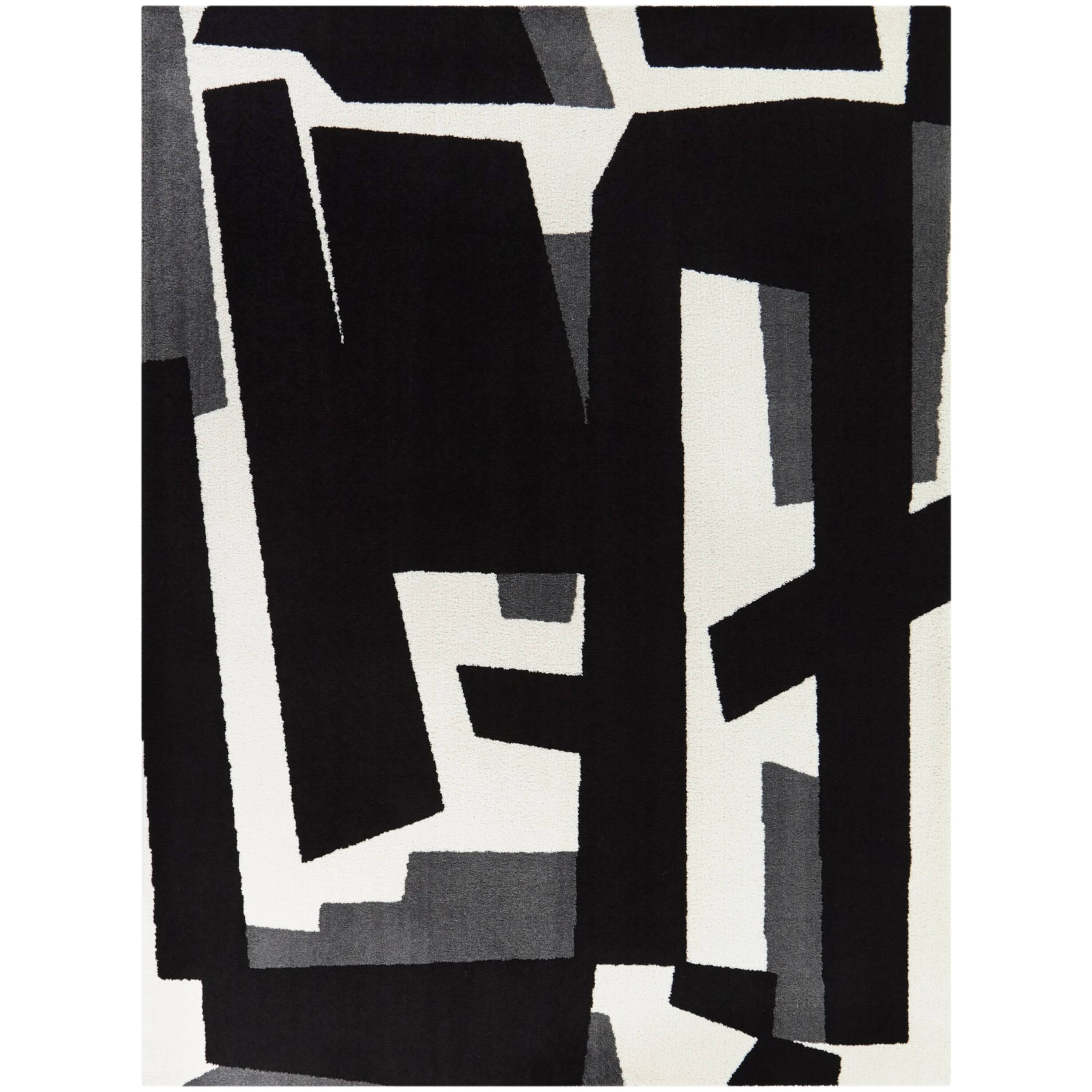 Nadim Modern Abstract Area Rug - 5&3x22 x 7& - Black