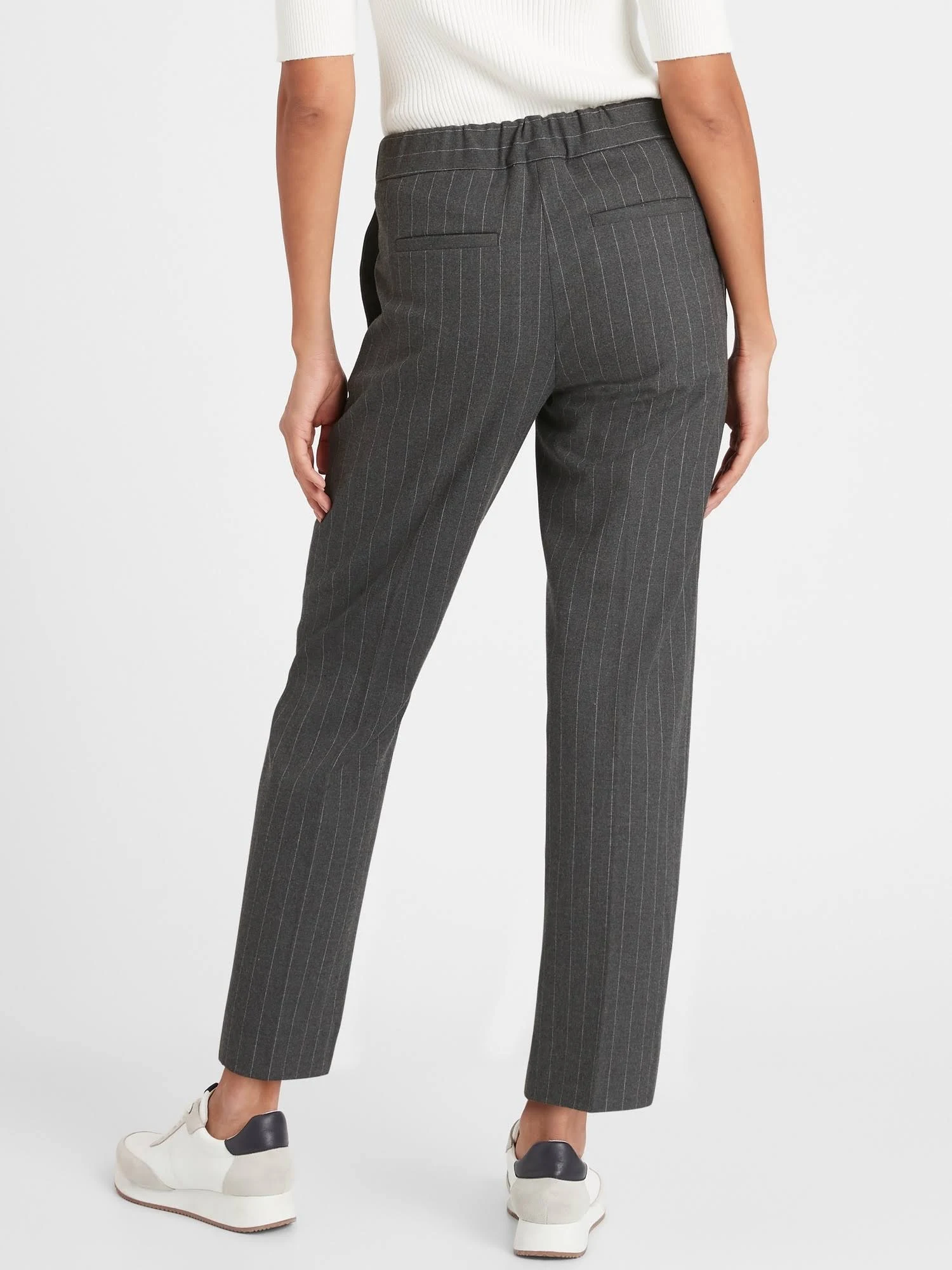 Banana Republic Women's High-Rise Straight Elastic-Waist Pant Gray Size 4 Long