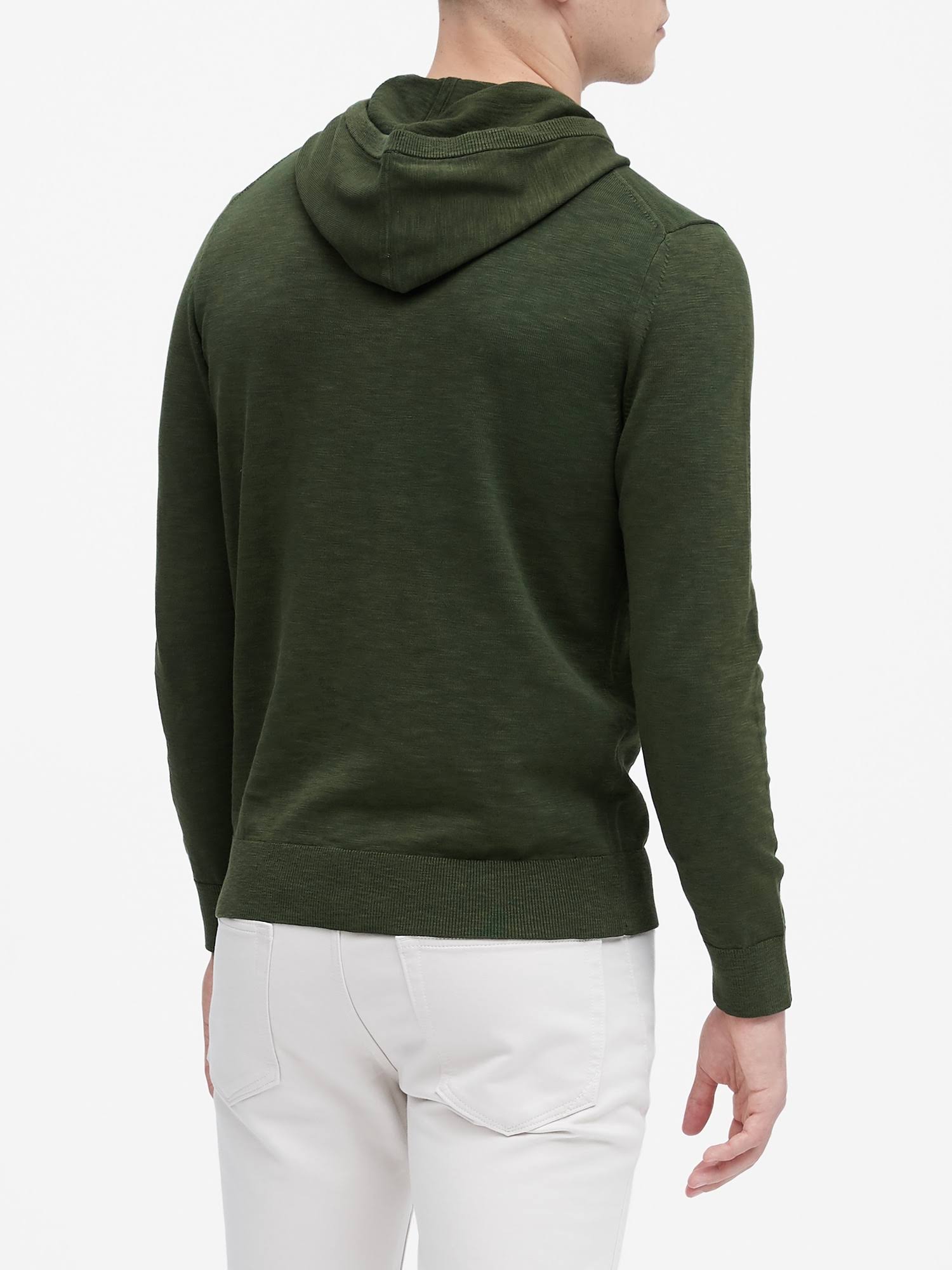 Banana Republic Men's Cotton Sweater Hoodie Dark Olive Green Size S
