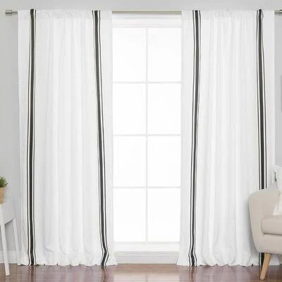 Beaulieu Triple Striped Room Darkening Rod Pocket Curtain Panels Birch Lane Curtain Color: Ivory/Black