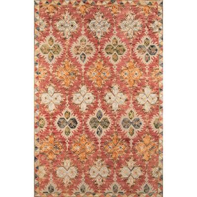 Fogle Hand-Hooked Wool Red Area Rug Rug Size: Rectangle 8& x 11&