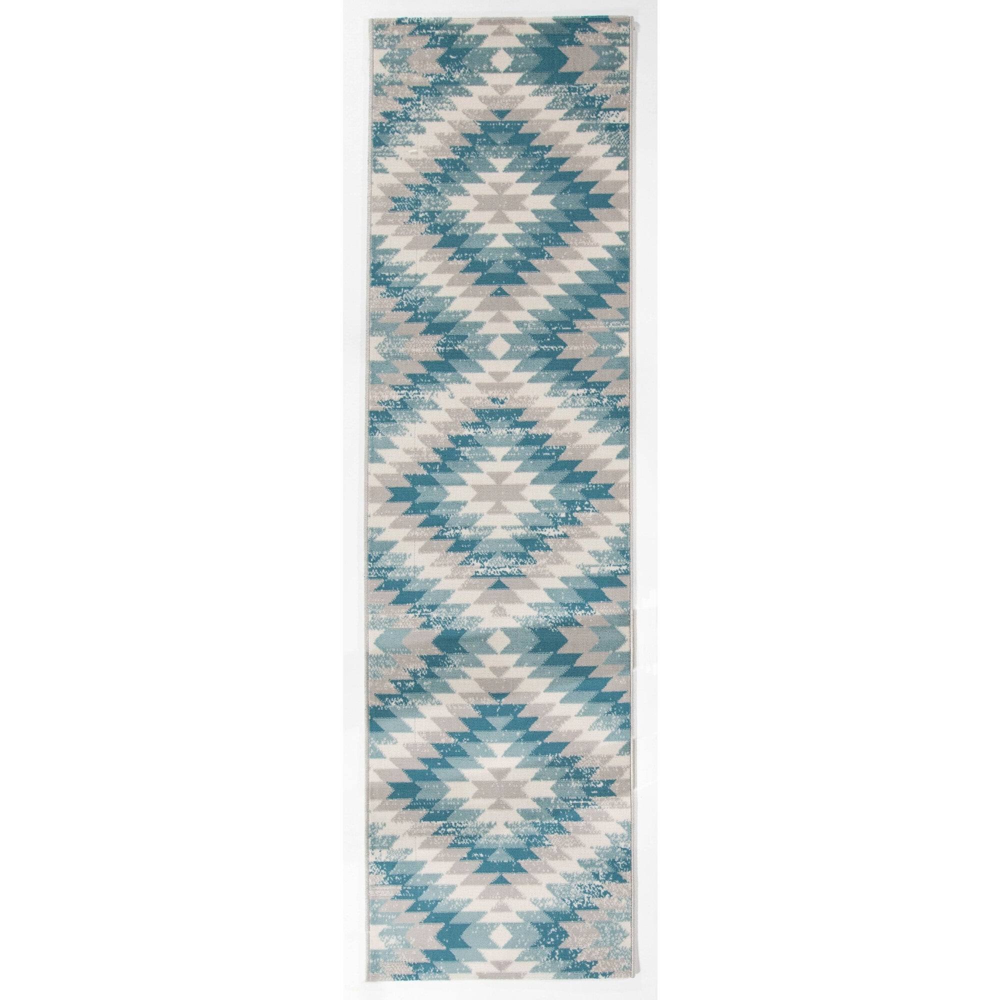 Josefa Diamond Indoor/Outdoor Area Rug - 7&10x22 x 10& - Teal