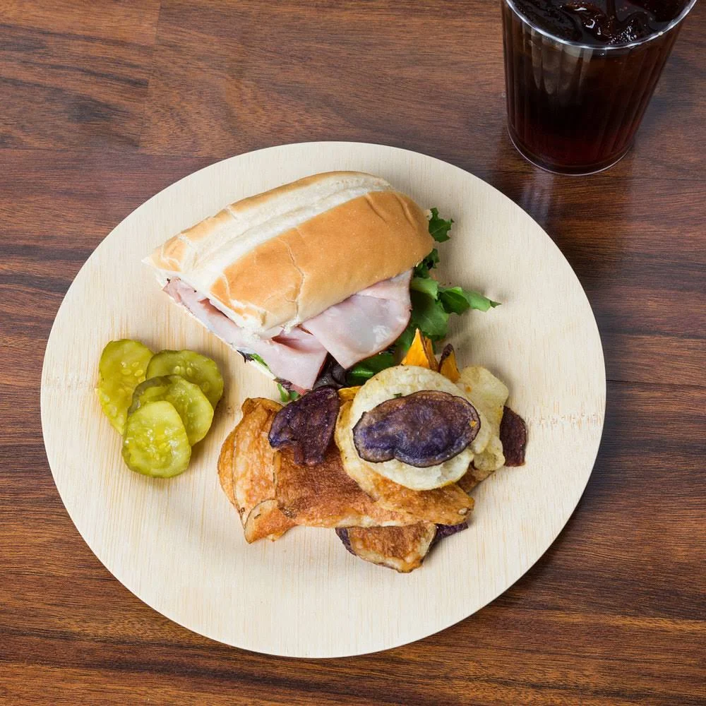 9in Disposable Bamboo Plate - 100/Case