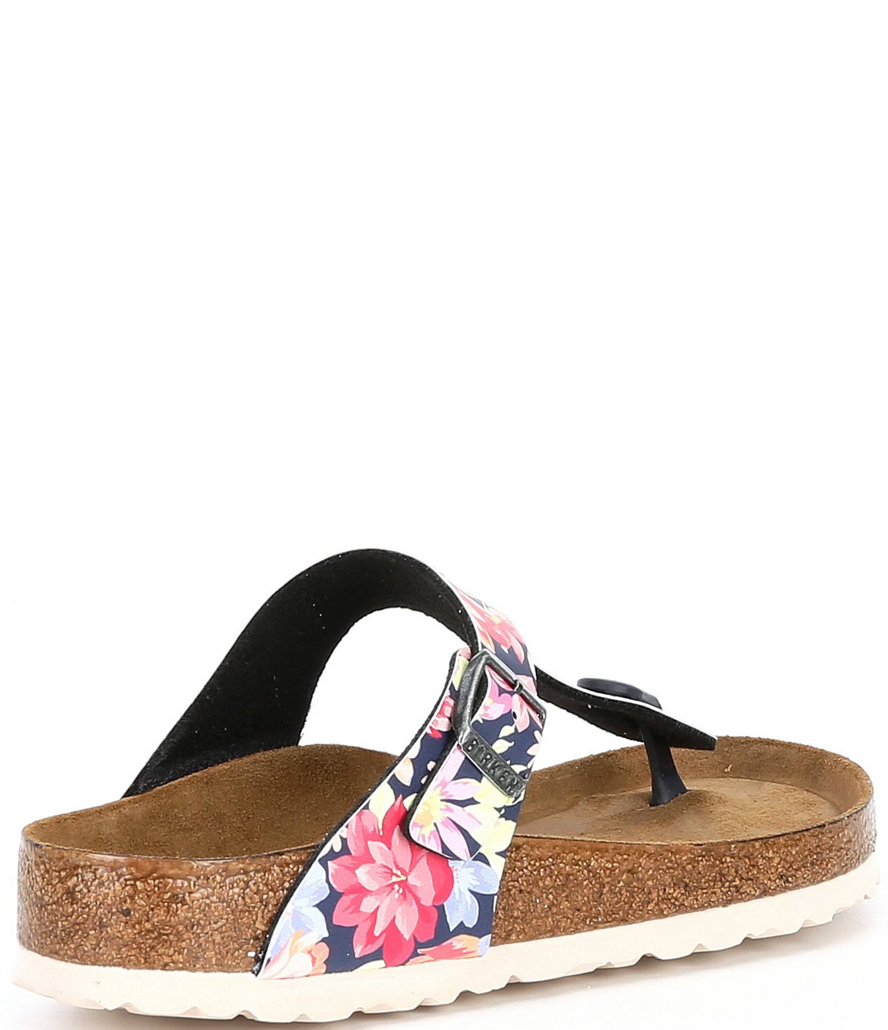 Birkenstock Women's Gizeh Soft Footbed Floral Thong Sandals, Womens, 9M, Supernatural Flower Navy