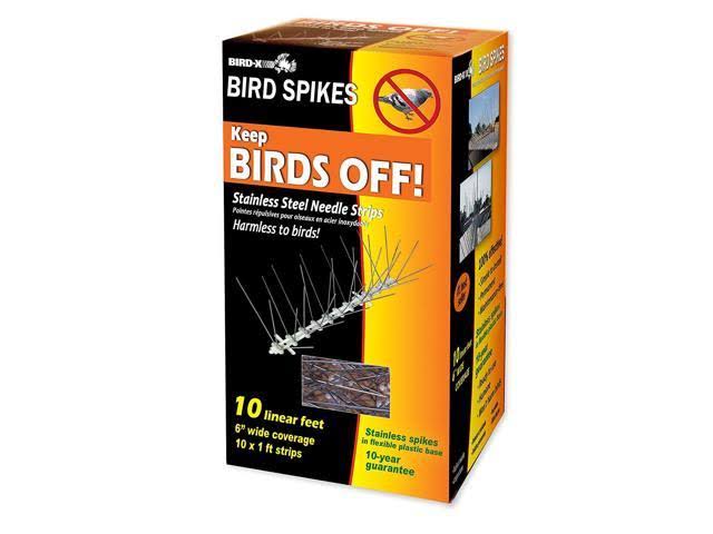 Bird-X STS-10-R Stainless Bird Spikes Kit Covers 10 Feet Set of 3