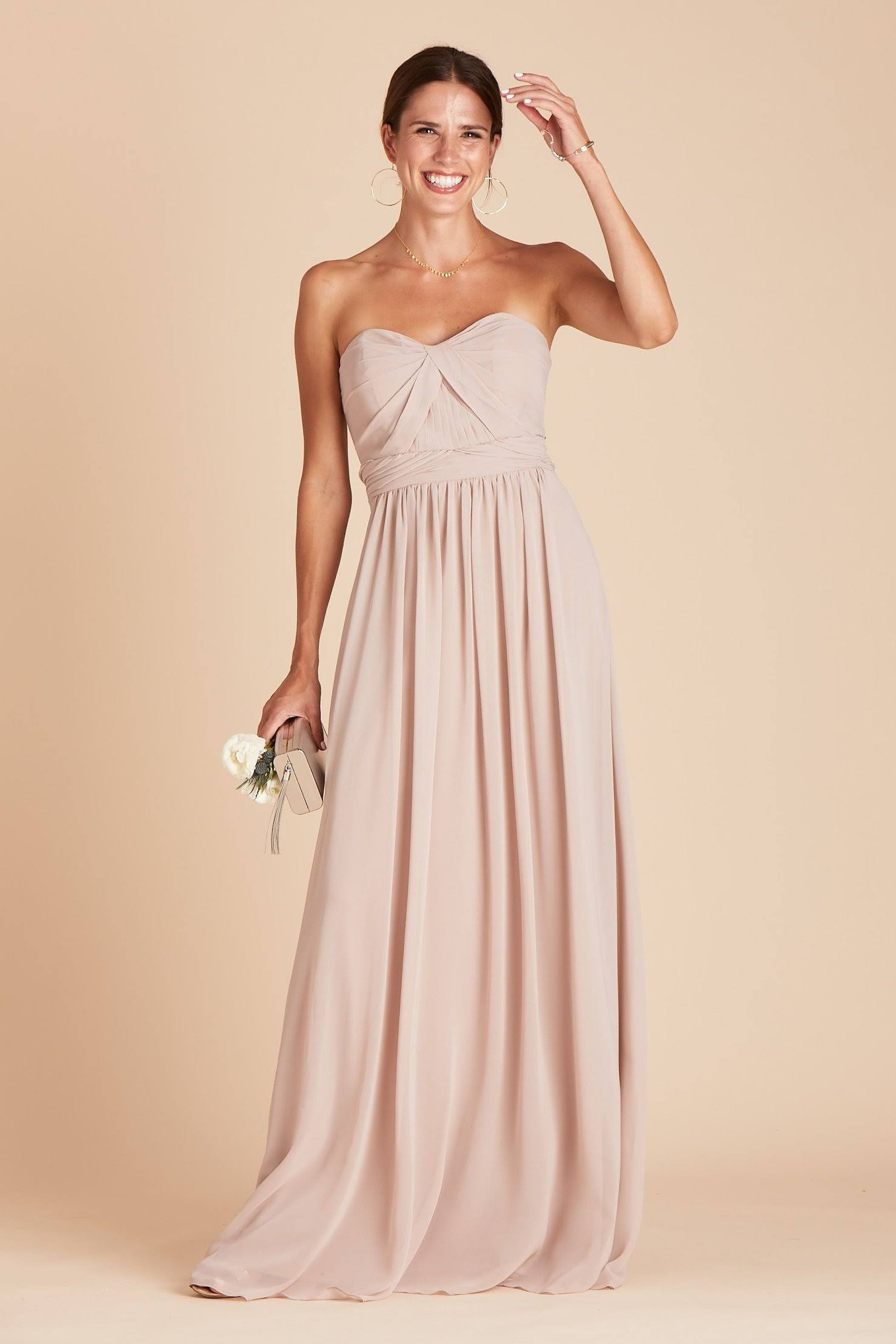 Birdy Grey Grace Convertible Chiffon Bridesmaid Dress in Taupe XL / Taupe / No Slit