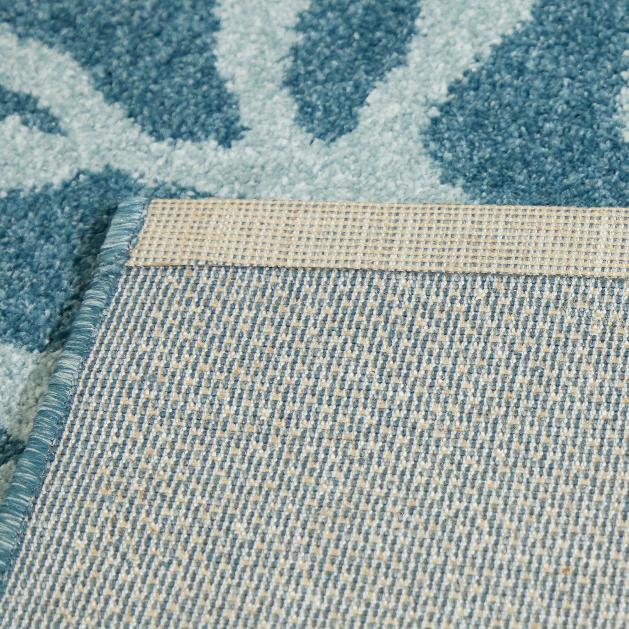 BALTA Caistor Blue 8 ft. x 10 ft. Coastal Coral Print Area Rug