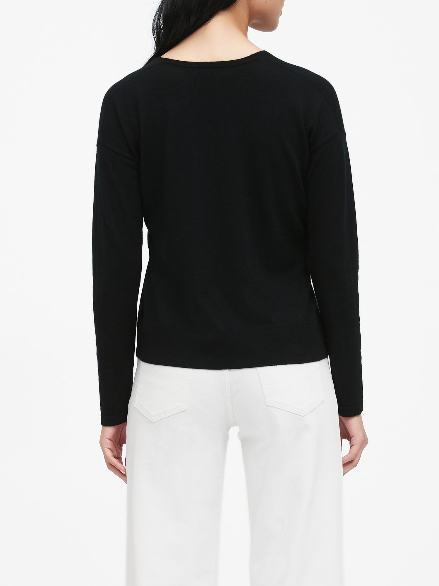 Banana Republic Women's Washable Merino V-Neck Sweater Black Size S