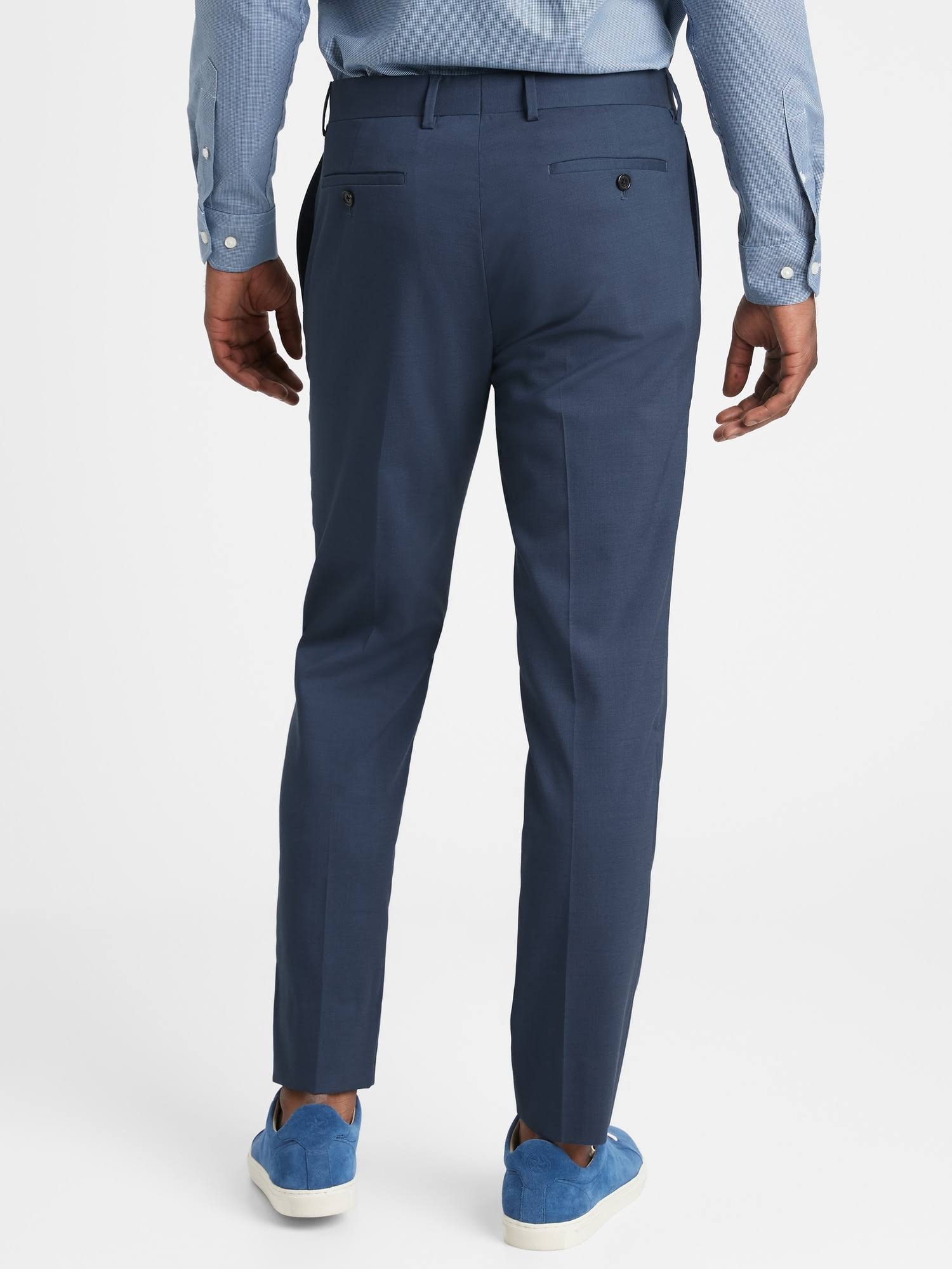 Banana Republic Men's Slim Non-Iron Stretch Cotton Solid Pant Navy Size 32W 34L