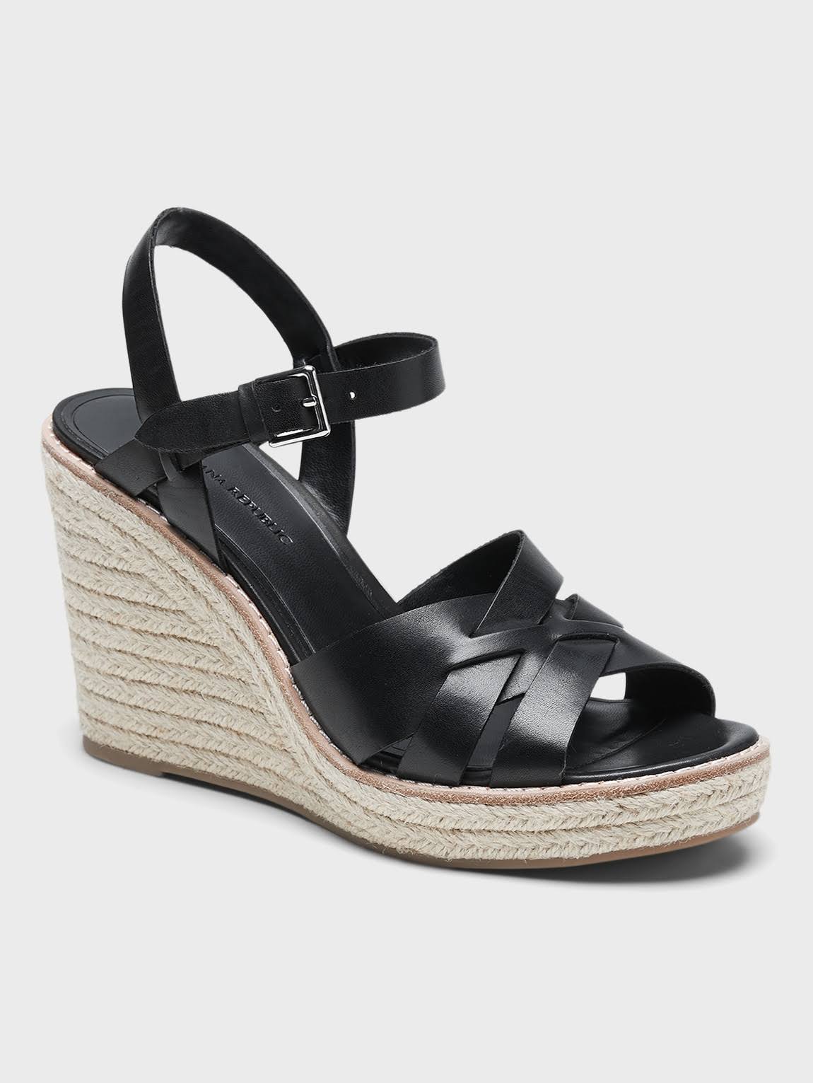 Banana Republic Women's Strappy Espadrille Sandal Black Size 6