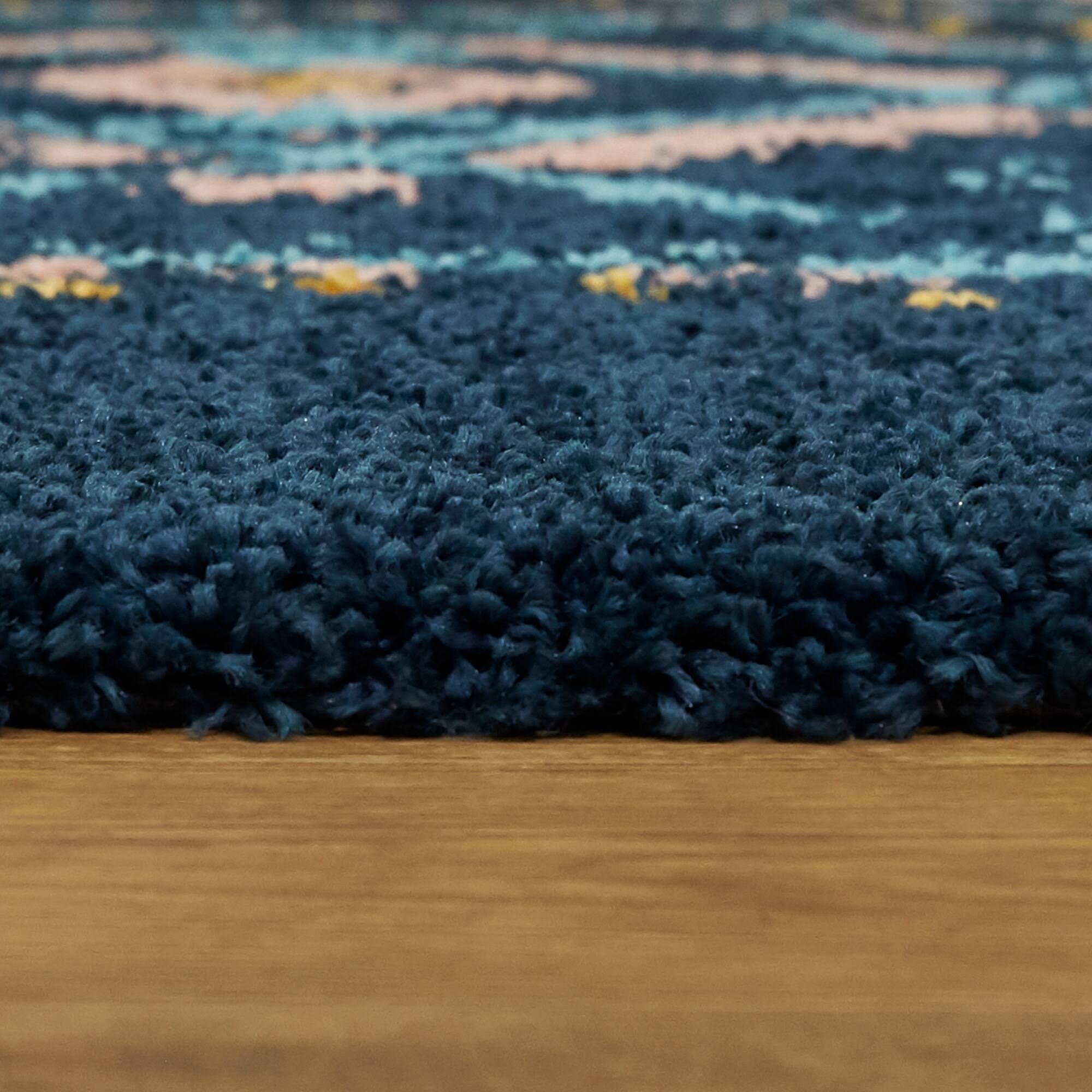 BALTA Dakarai Southwestern Shag Navy 5 ft. x 7 ft. Area Rug, Blue