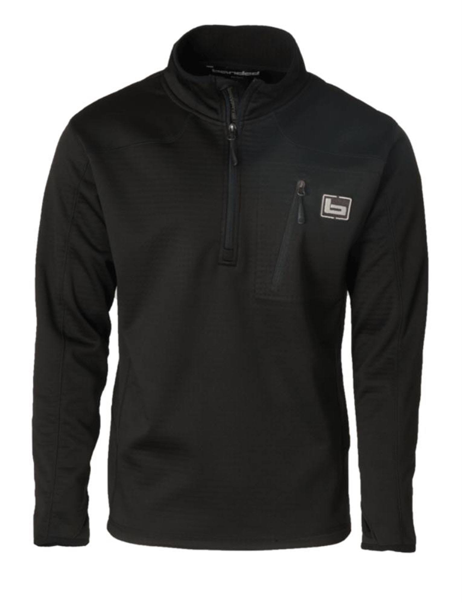 Banded Mid-Layer 1/4 Zip Fleece Pullover - Size 2XL, Black
