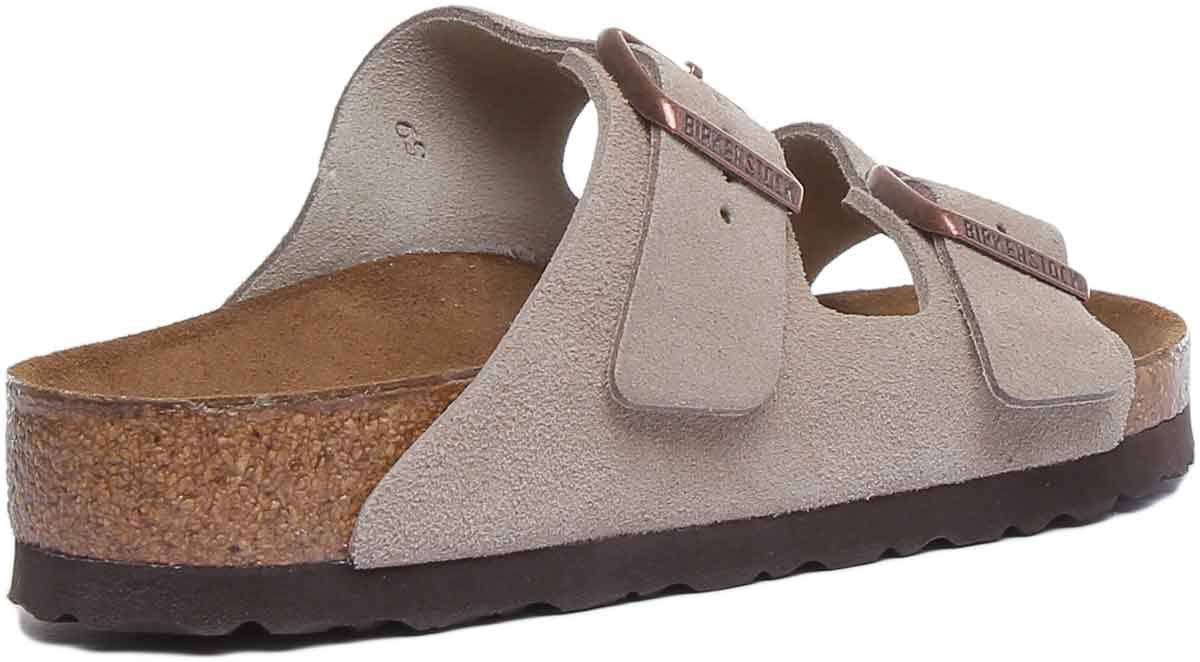 Birkenstock Arizona Suede Soft Footbed Sandals - Taupe