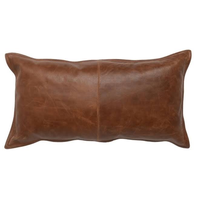 Strick & Bolton Lindi Leather 14-inch x 26-inch Throw Pillow (Brown)