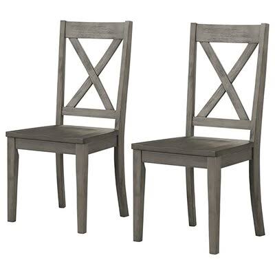 Gracie Oaks Scales Solid Wood Dining Chair (Set of 2), Silver
