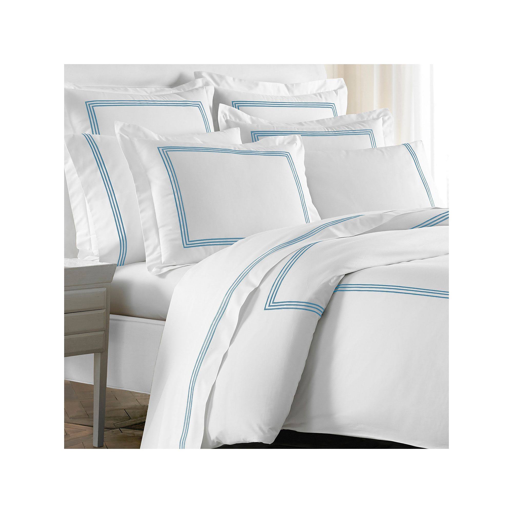 Cassadecor Embroidered Triple Line Bedding Sham Set - Blue - King