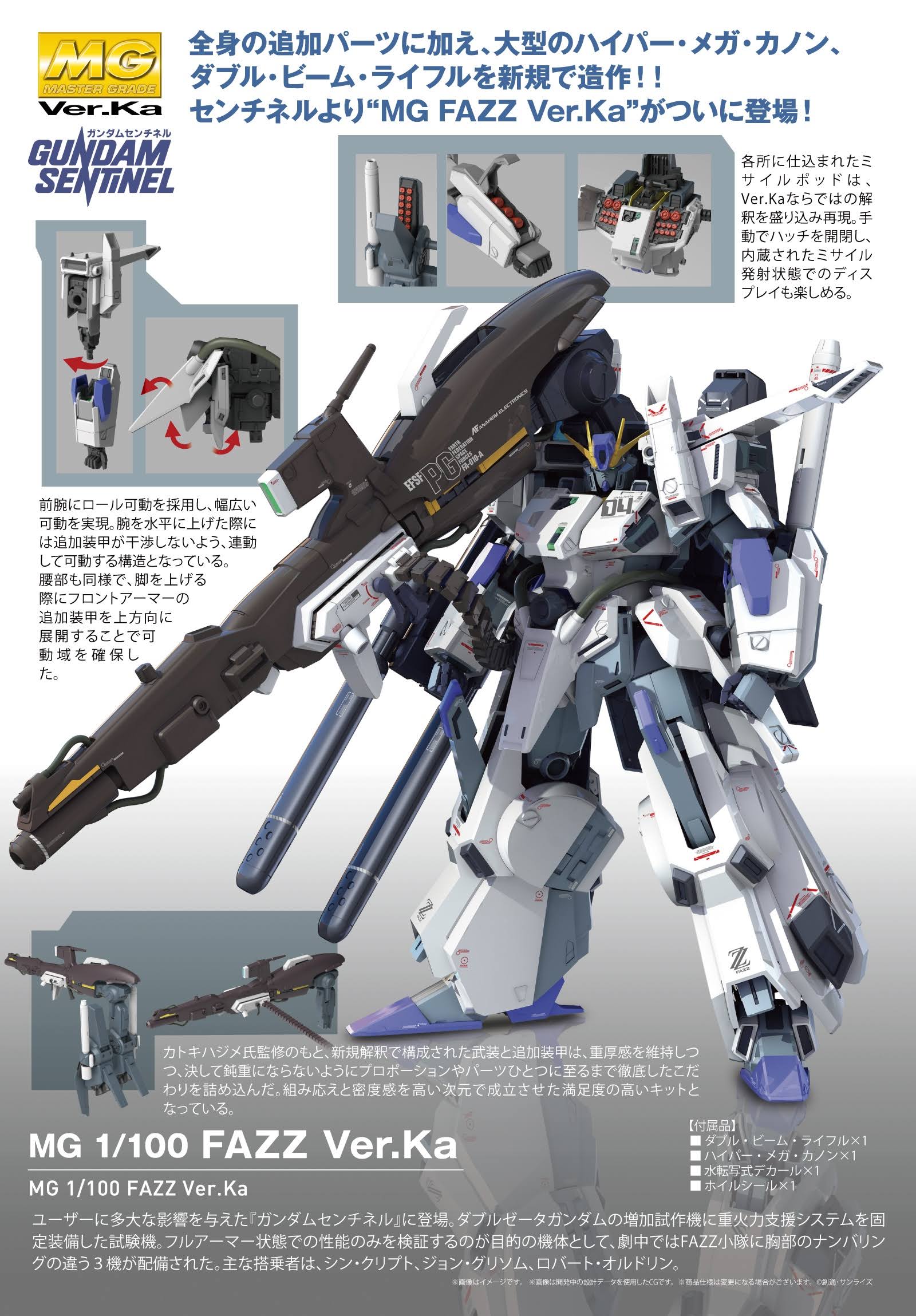 Bandai Spirits Gundam Sentinel - FAZZ (Ver.Ka) 1/100 mg Model Kit