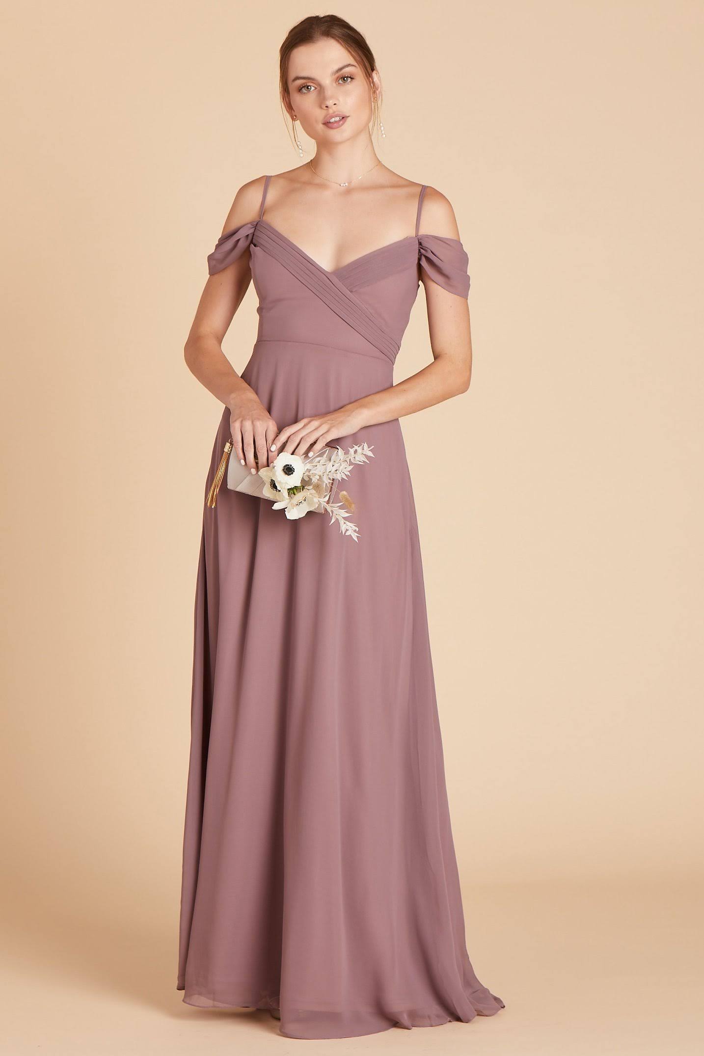 Birdy Grey Spence Convertible Chiffon Bridesmaid Dress in Dark Mauve S / Dark Mauve / No Slit