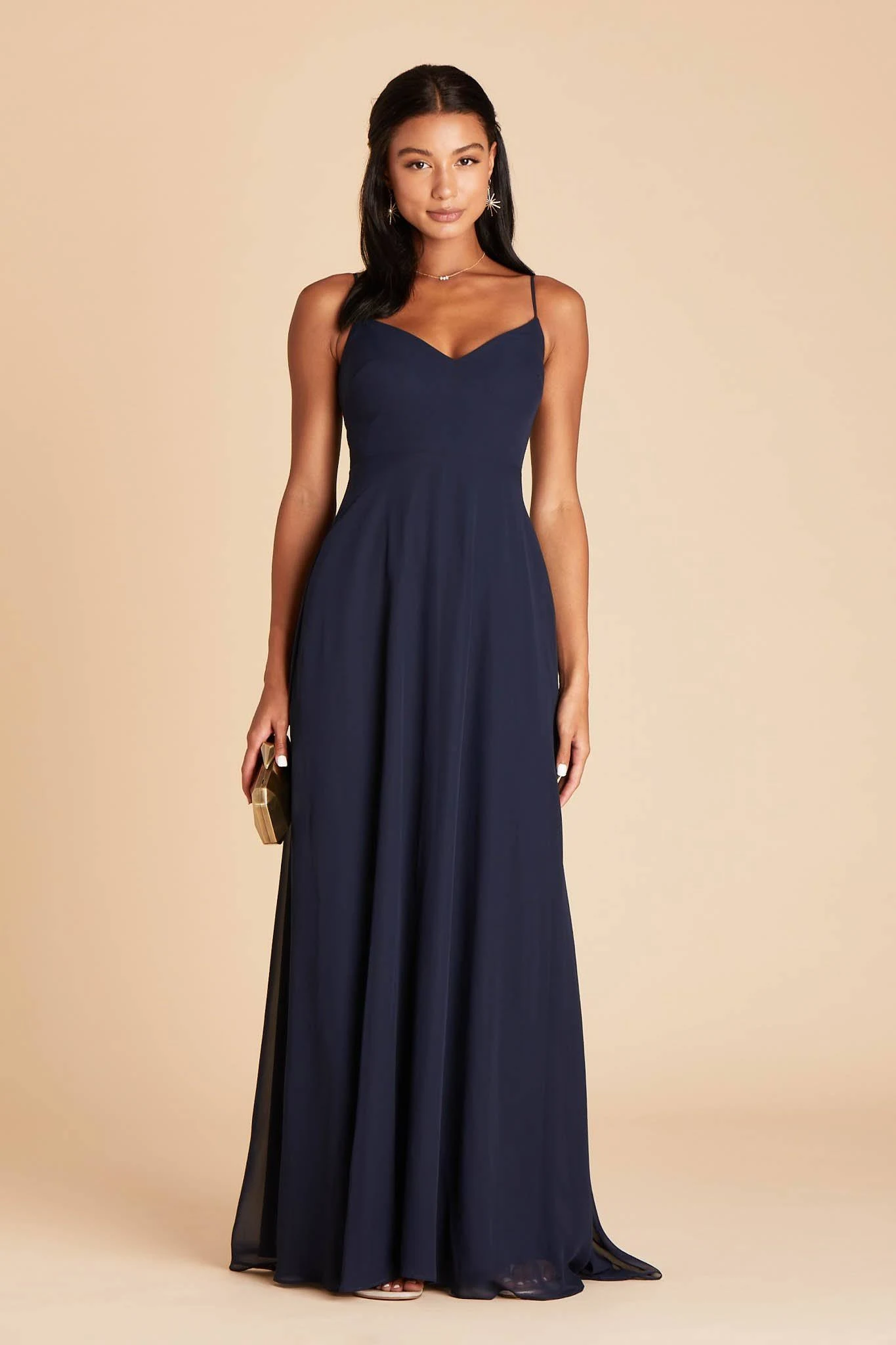 Birdy Grey Devin Convertible Chiffon Bridesmaid Dress in Navy M / Navy