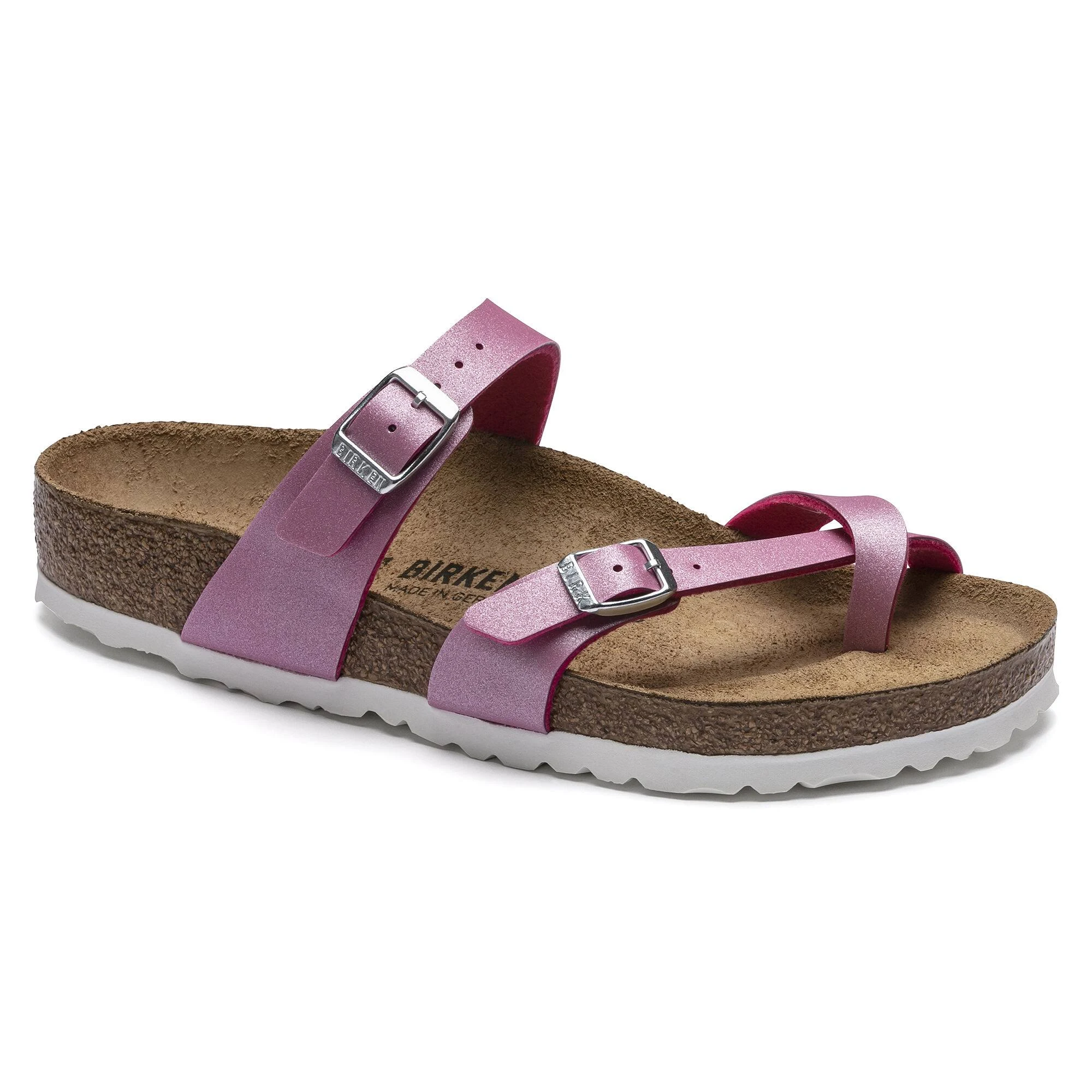 Birkenstock Mayari Birko-Flor Icy Metallic Fuchsia Tulip Thong Sandals