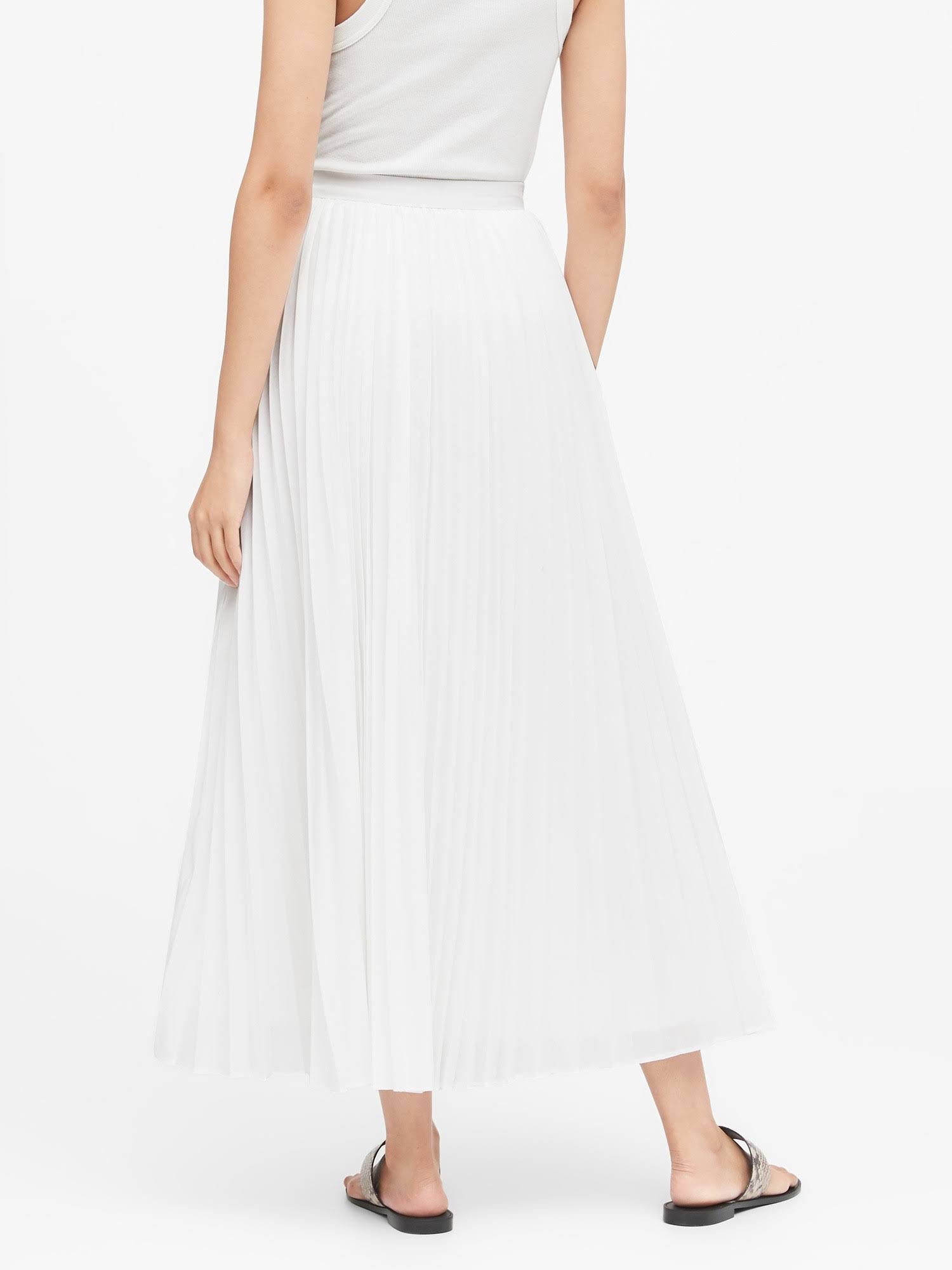 Banana Republic Women's Pleated Poplin Maxi Skirt White Size 2