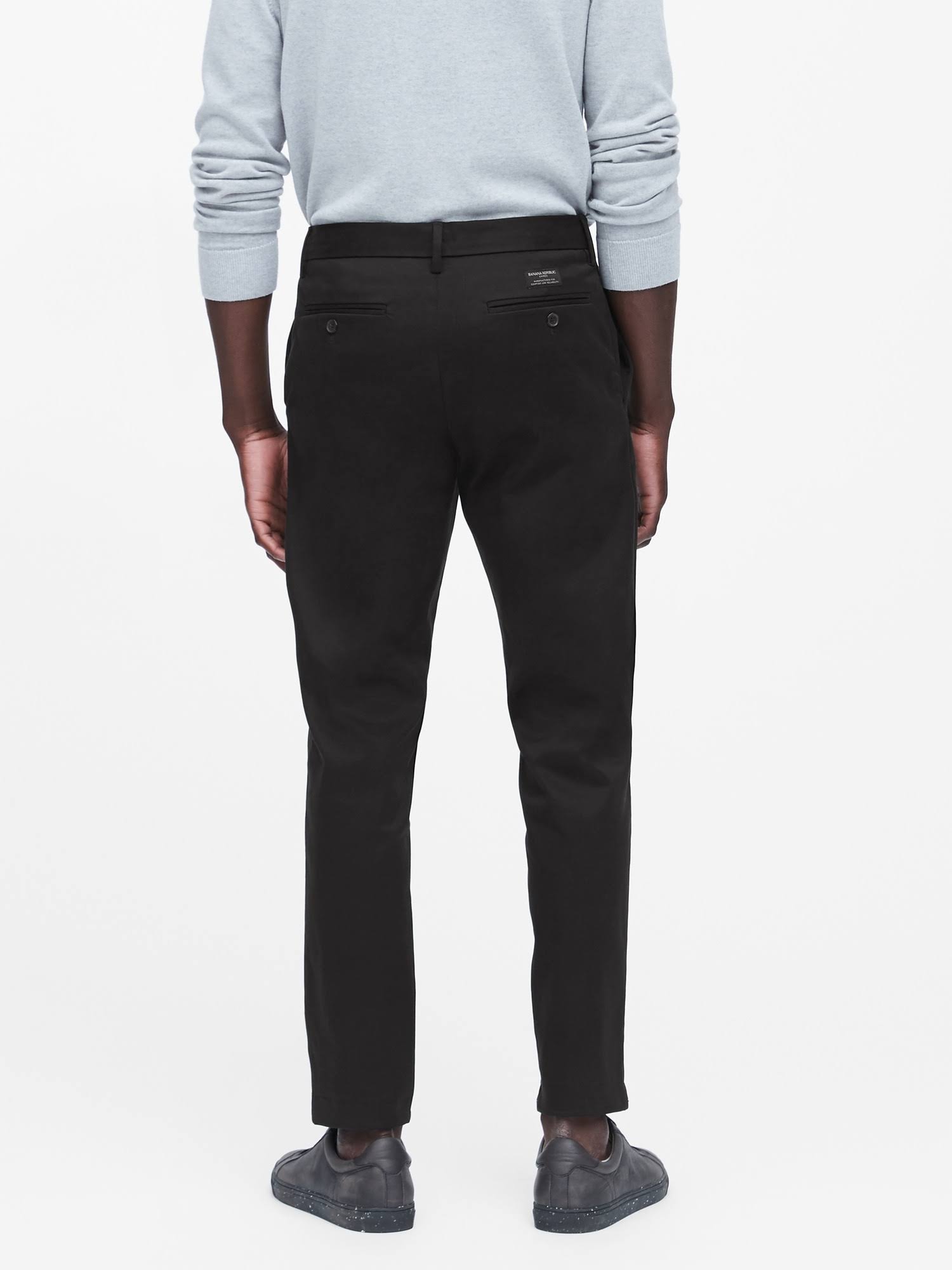 Banana Republic Men's Mason Athletic Tapered Rapid Movement Chino Pant Black Tall Size 34W 36L