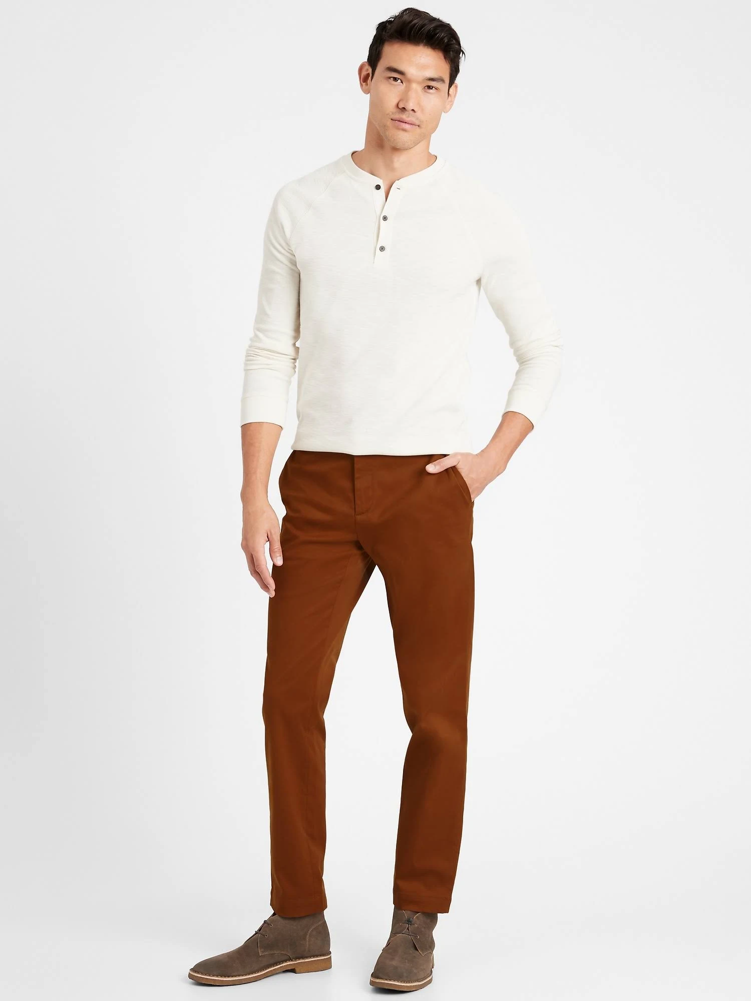 Banana Republic Men's Mason Athletic Tapered Rapid Movement Chino Pant Rust Brown Size 30W 30L