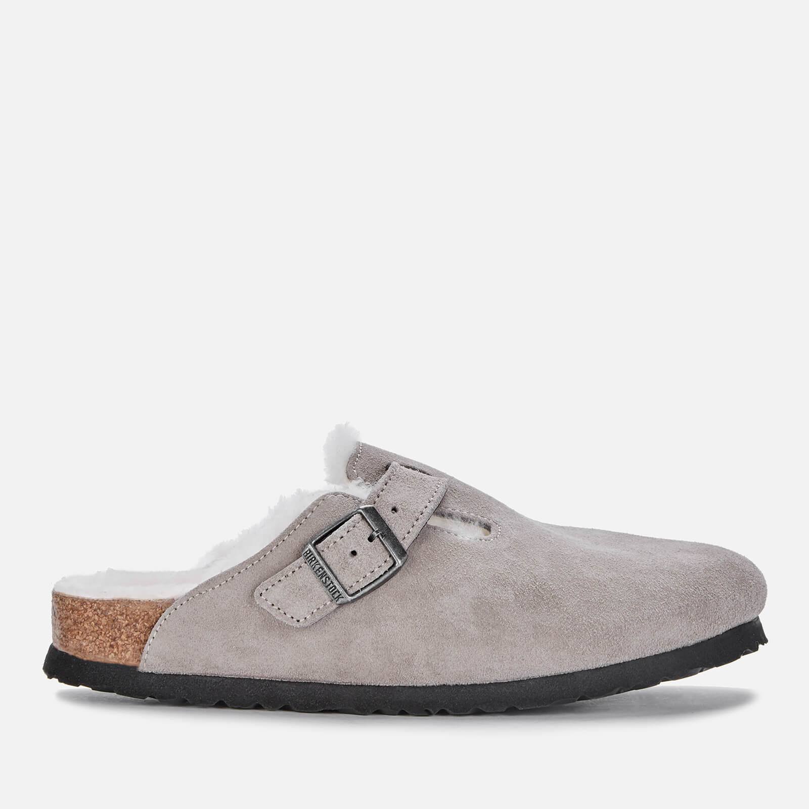 Birkenstock Boston Shearling Suede Leather Stone Coin Clogs