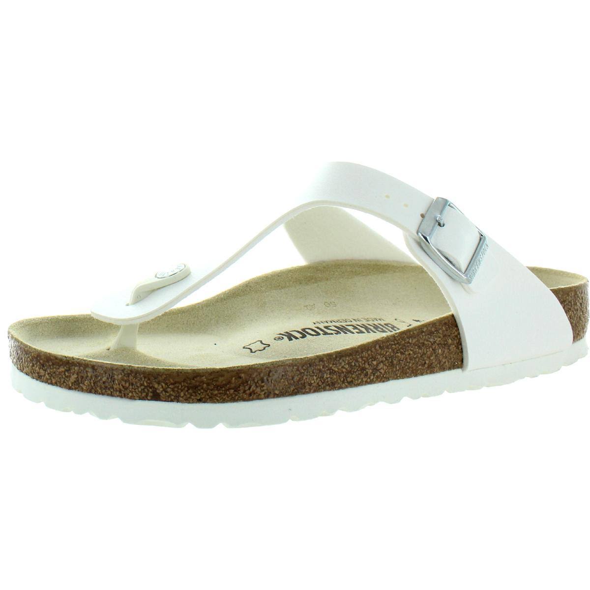 Birkenstock Gizeh Womens Buckle Footbed Sandals, White Birko-Flor