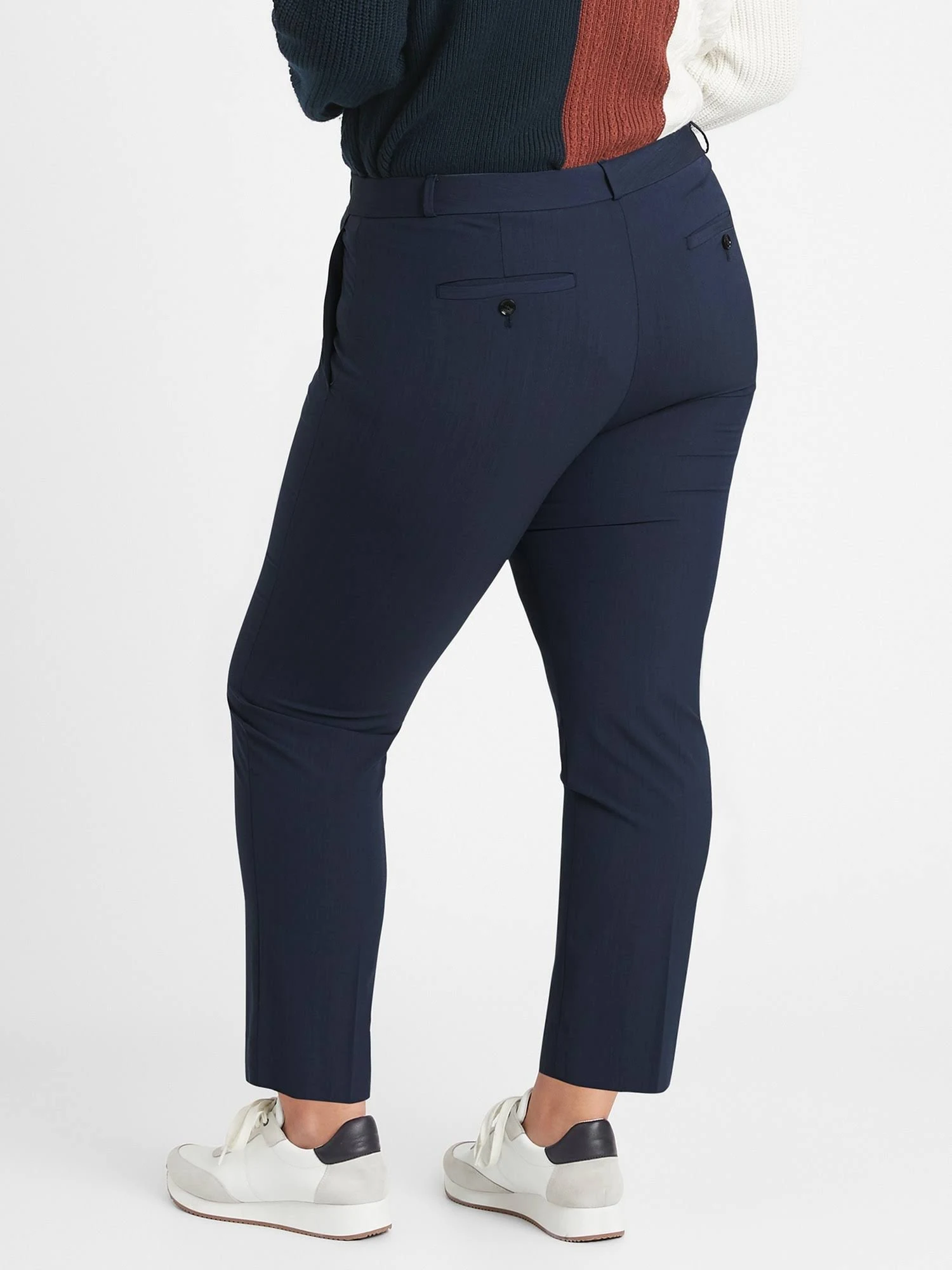 Banana Republic Women's Avery Straight-Fit Washable Wool-Blend Ankle Pant Navy Size 14 Regular