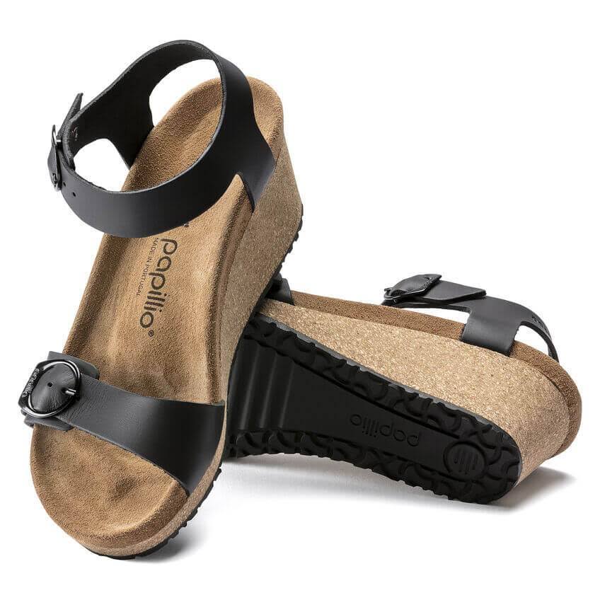 Birkenstock Women's Soley Wedge Sandals - Black Leather N / 42