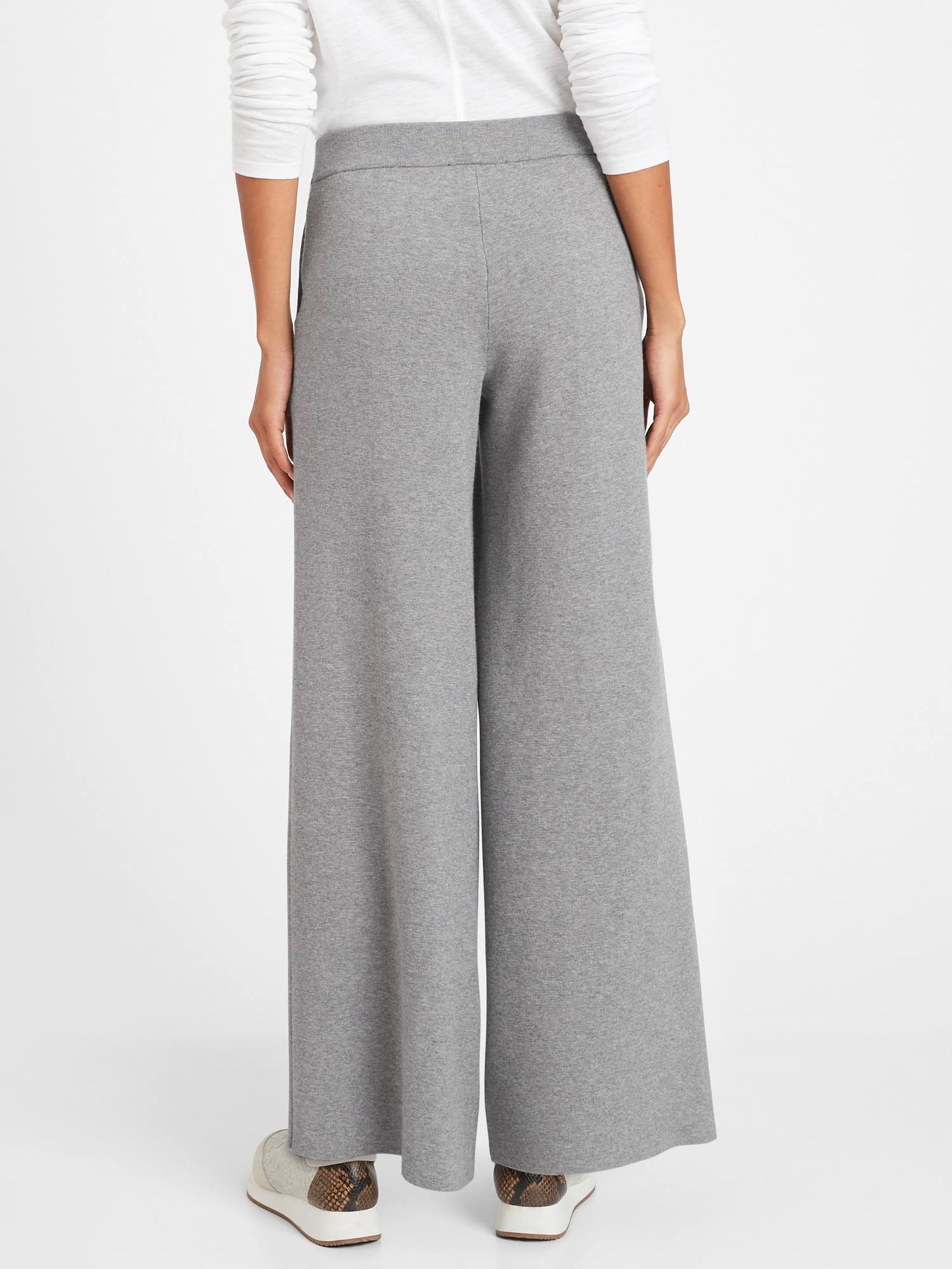 Banana Republic Women's Wide-Leg Sweater Pant Heather Gray Size M