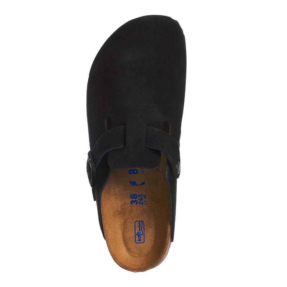 Birkenstock Boston Suede Leather Black Clogs