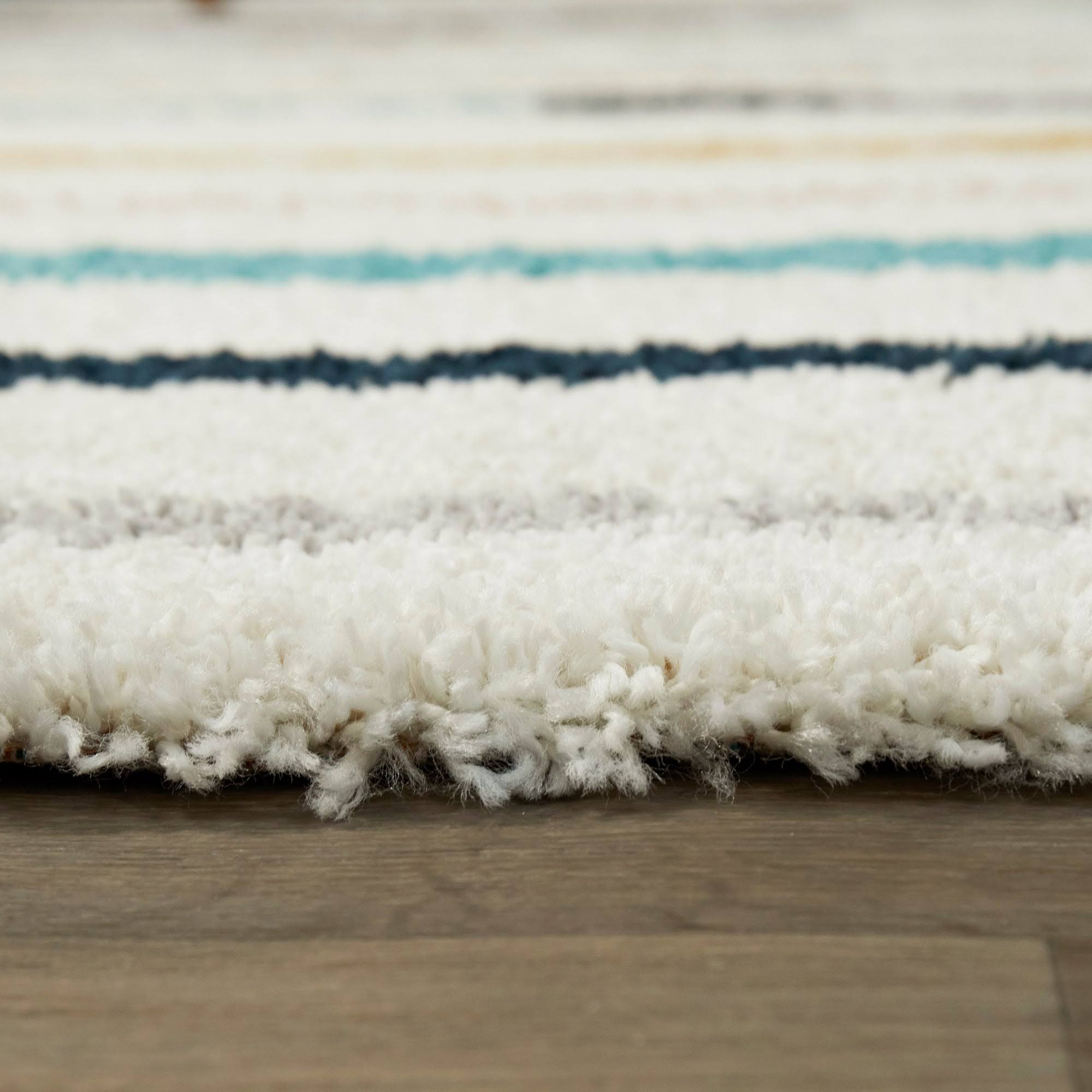 BALTA Westerson Cream 5 ft. x 7 ft. Striped Shag Area Rug, Ivory