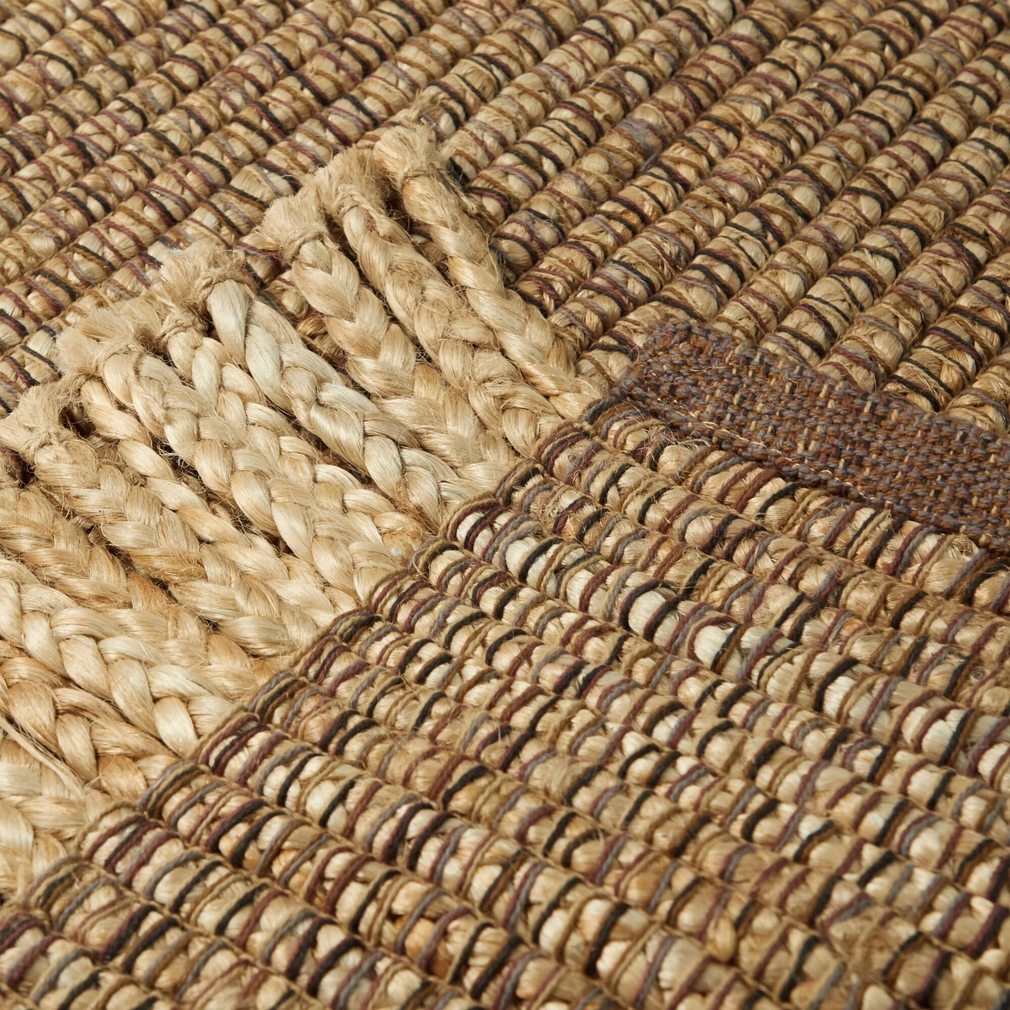 March Jute Sisal Natural Fiber Flatweave Area Rug - 2& x 7& Runner - Blue
