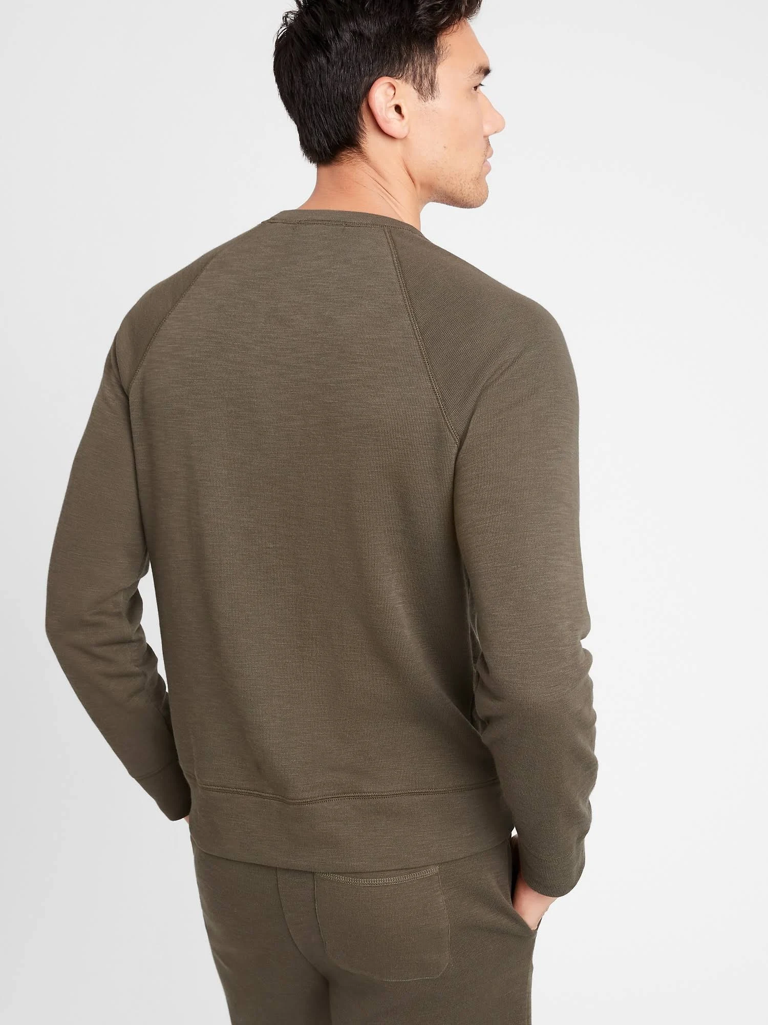 Banana Republic Men's Double-Knit Crew-Neck Sweatshirt Cargo Green Size S