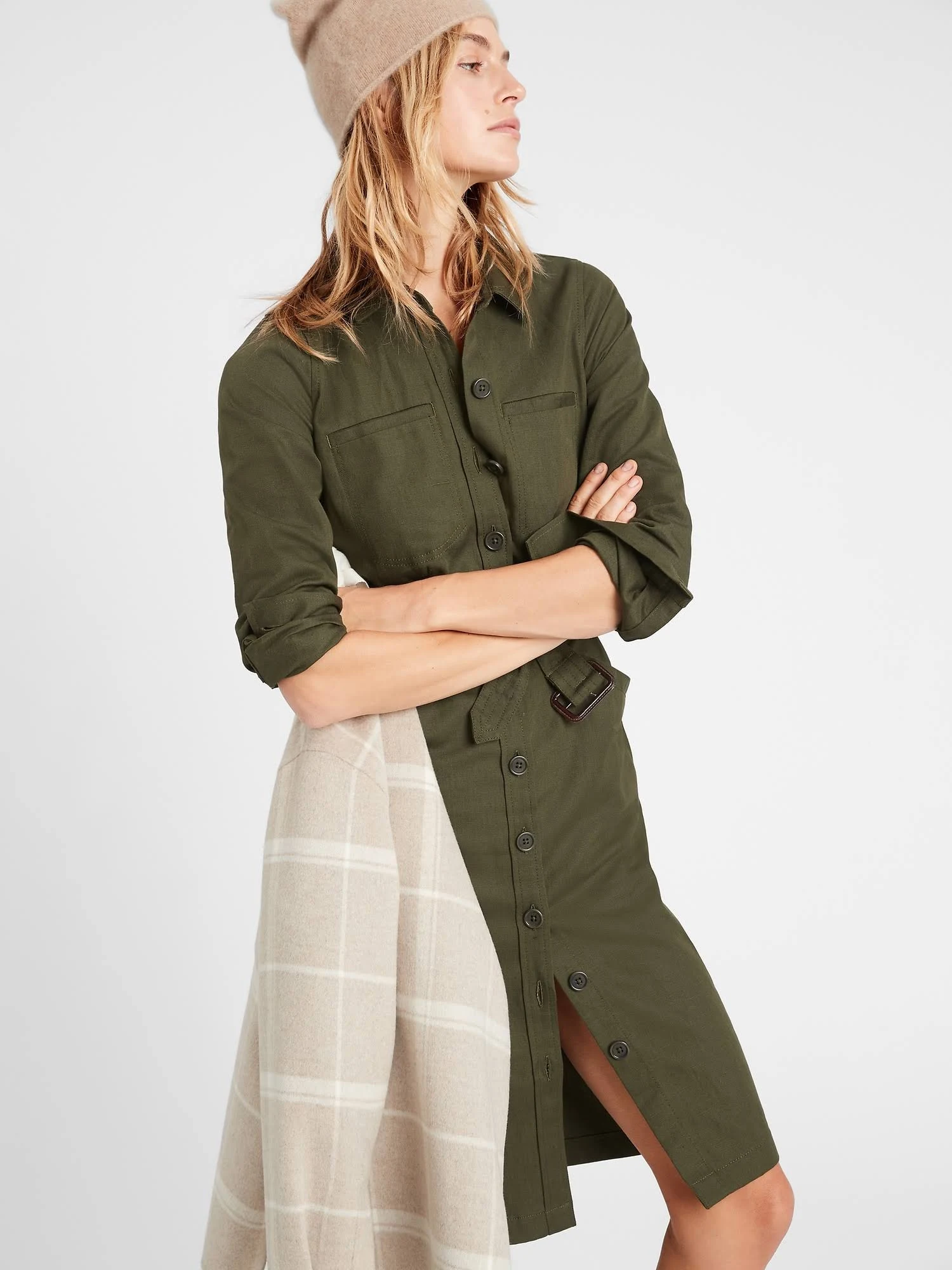 Banana Republic Women's Heritage Cotton-Linen Bahia Dress Adventure Green Size 0