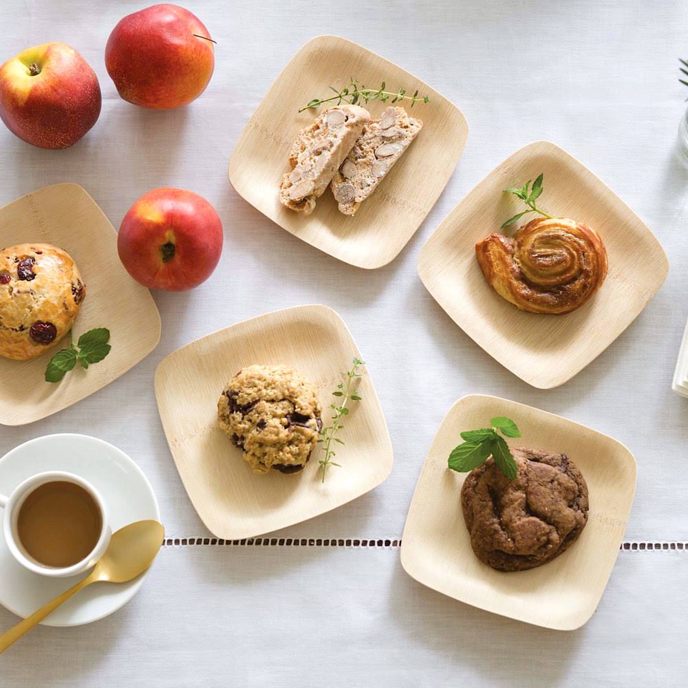 bambu, Veneerware Square Bamboo Plates - 3 1/2 Inches, 250-Pack