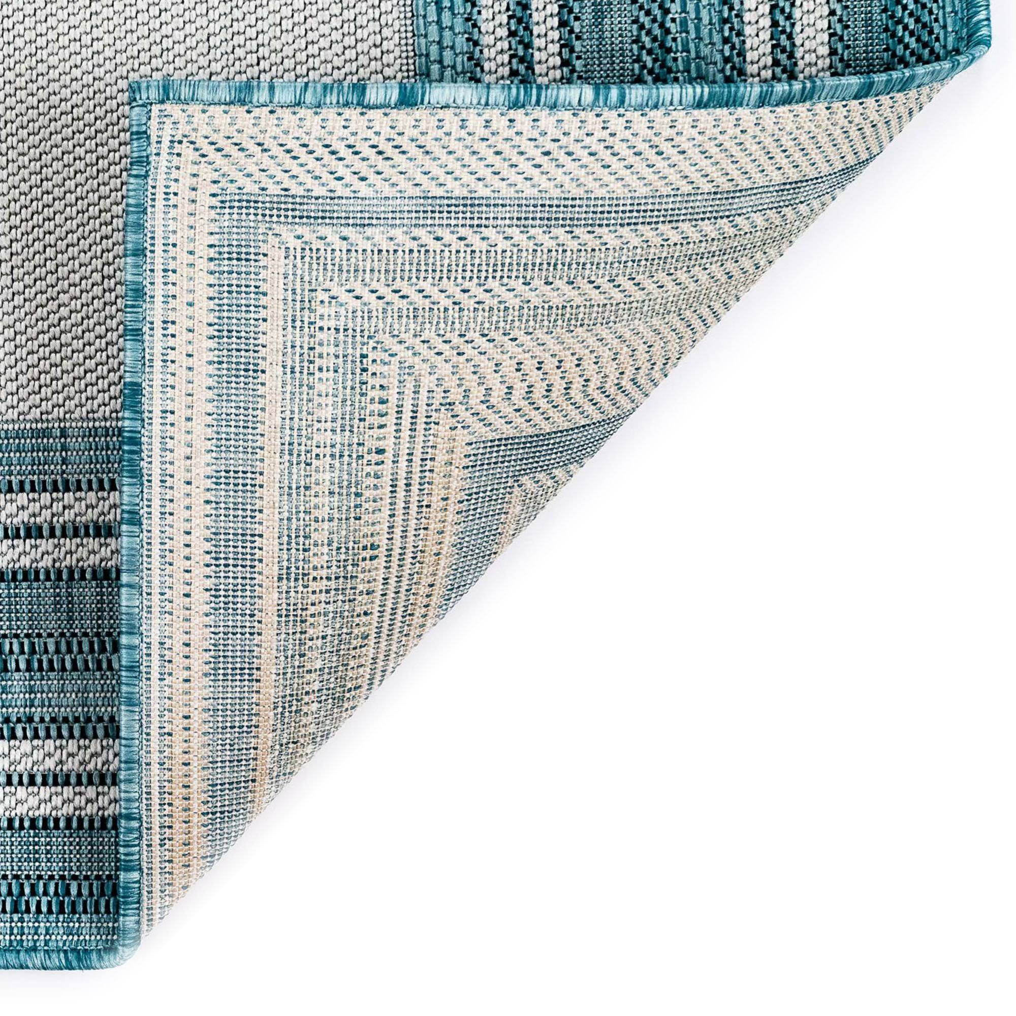 Liora Manne Carmel Multi Border Indoor/Outdoor Rug - Navy 4&10x22 x 7&6x22