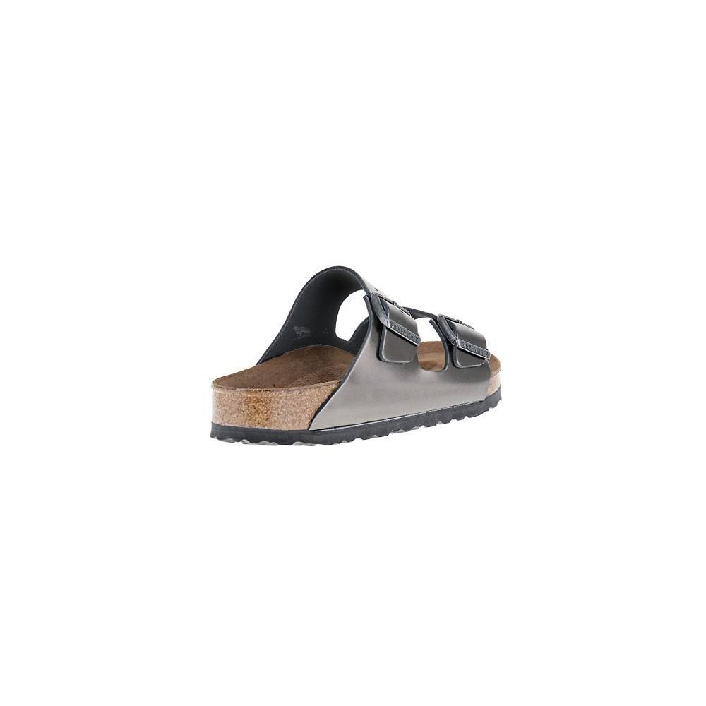 Birkenstock Arizona SFB Metallic Anthracite Leather Adult Flat Sandals